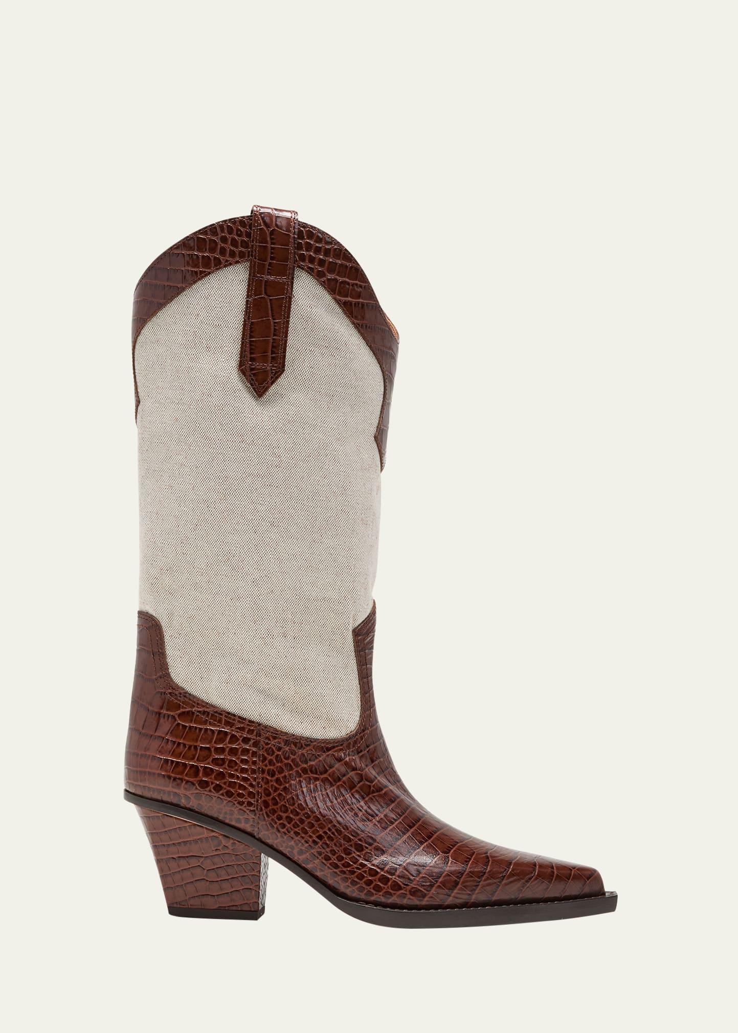 Shop Paris Texas Rosario Mixed Media Western Boots In Cioccolato-brown