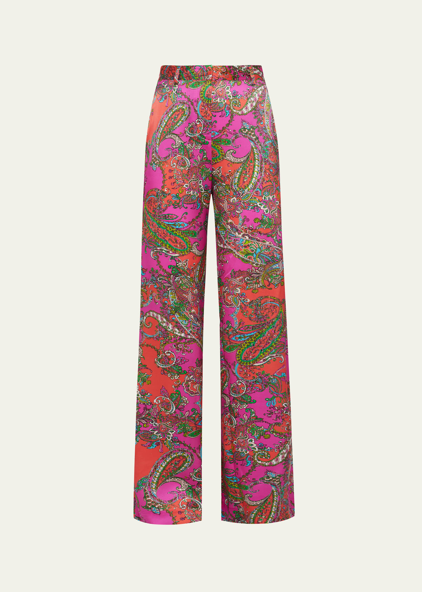 Shop L Agence Gavin Rhodamine Wide-leg Silk Pants