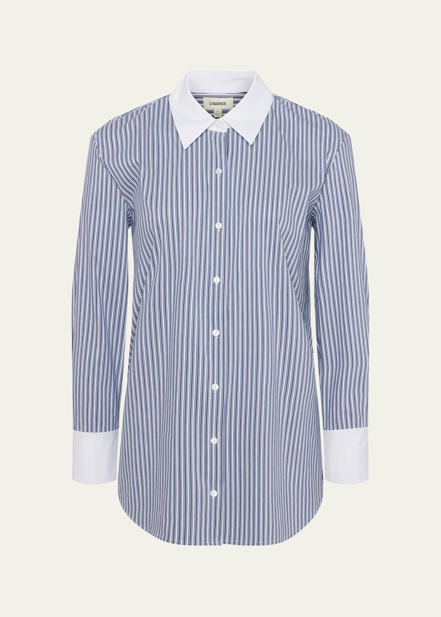 Shop L Agence Malia Striped Contrast Collar Tunic In Midnightw