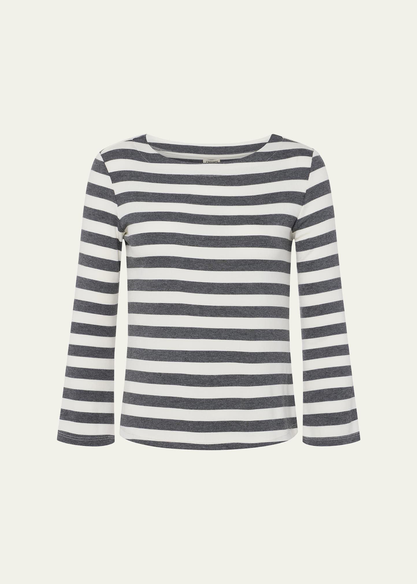 Shop L Agence Lucille Striped Boat-neck Shirt In Marengowh