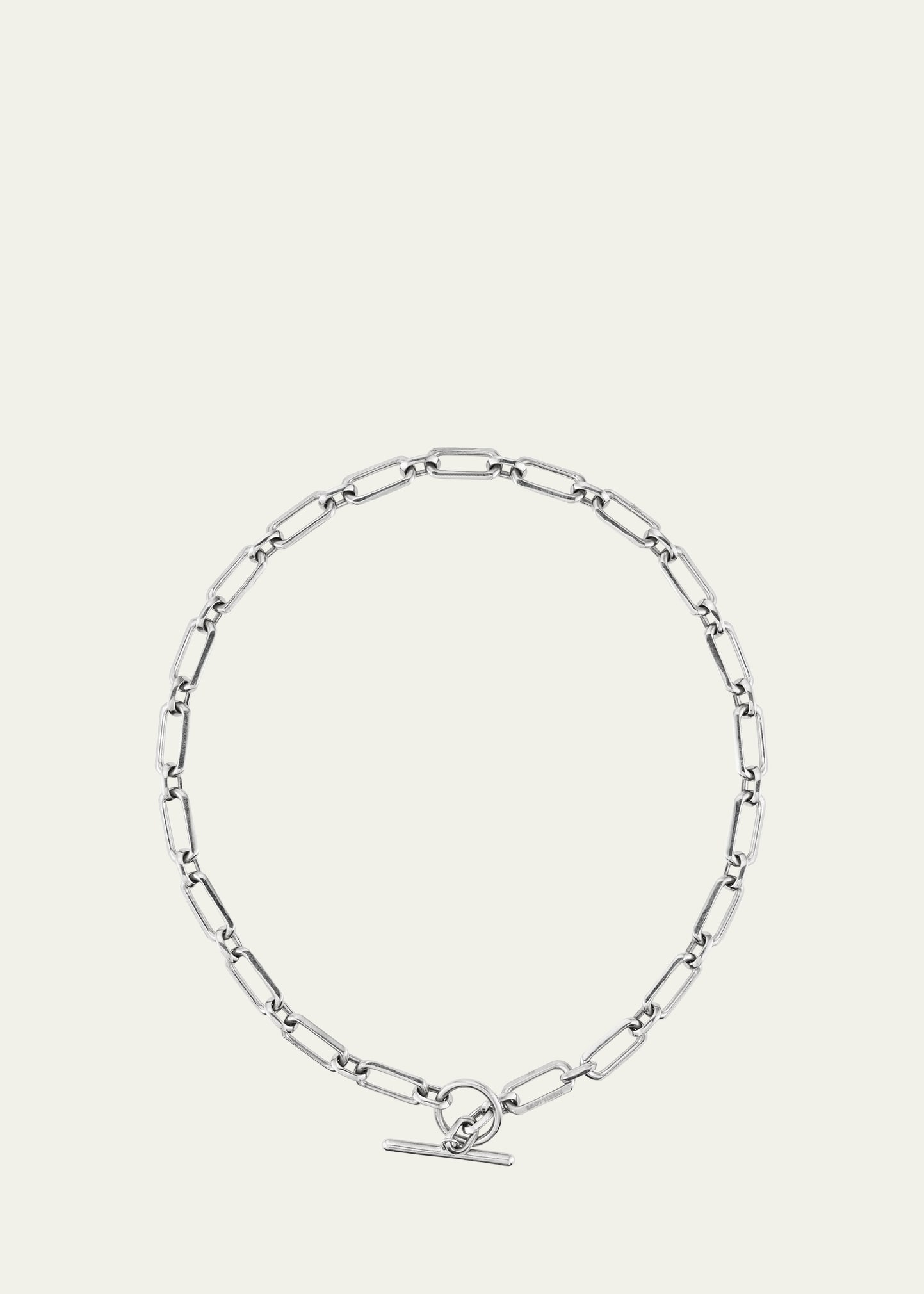 Shop Sheryl Lowe Medium Gwyneth Oval Link Toggle Necklace In Silver