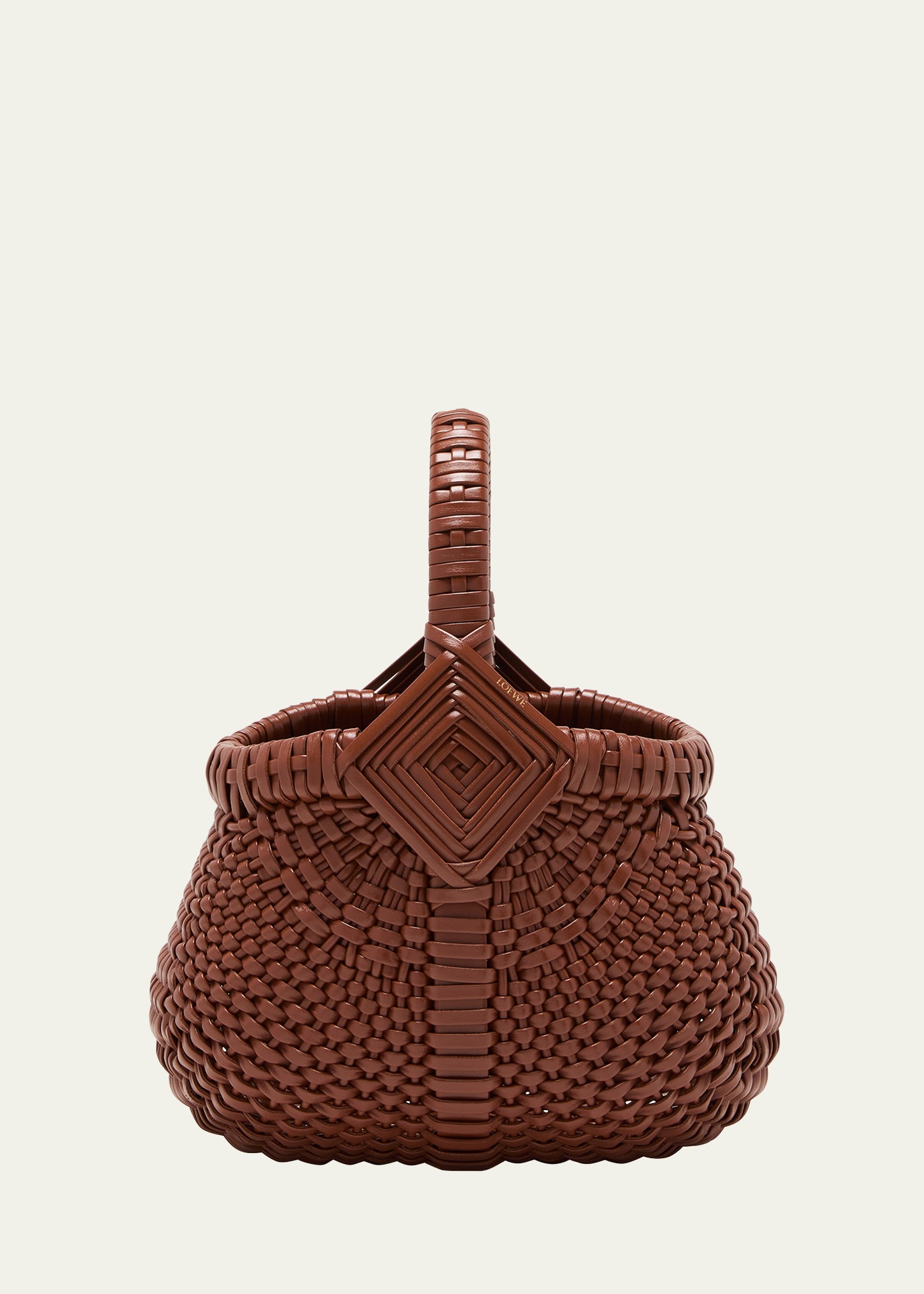 Loewe Mini Woven Basket Top-handle Bag In Brown
