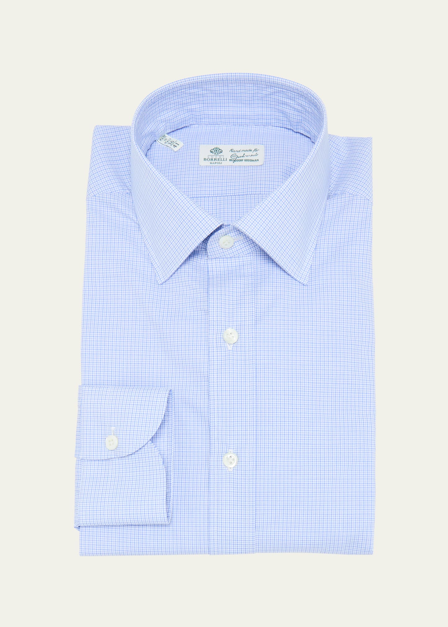 Borrelli Men's Cotton Micro-check Dress Shirt In Blue