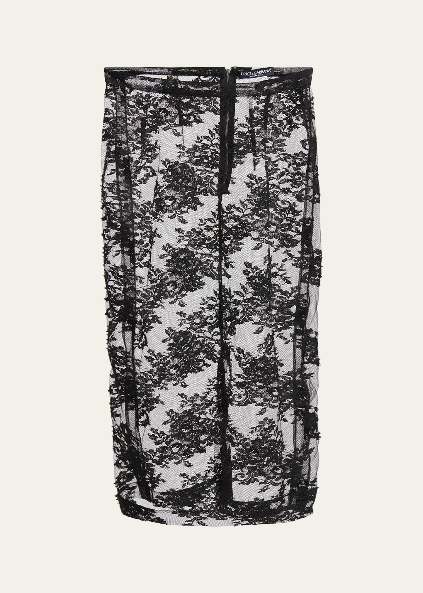 Shop Dolce & Gabbana Pizzo Chantilly Lace Midi Skirt In Black