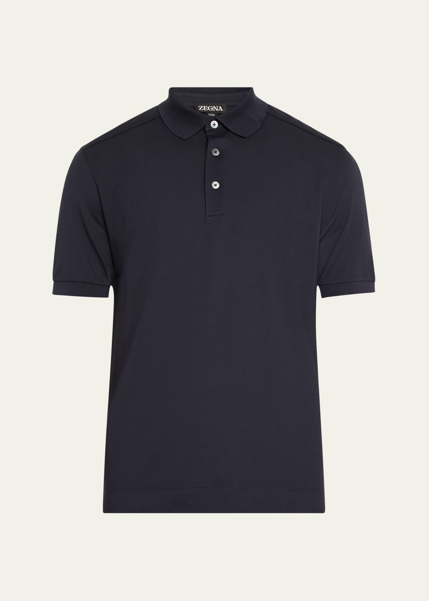 Zegna Men's Cotton And Silk Polo Shirt In Navy Solid