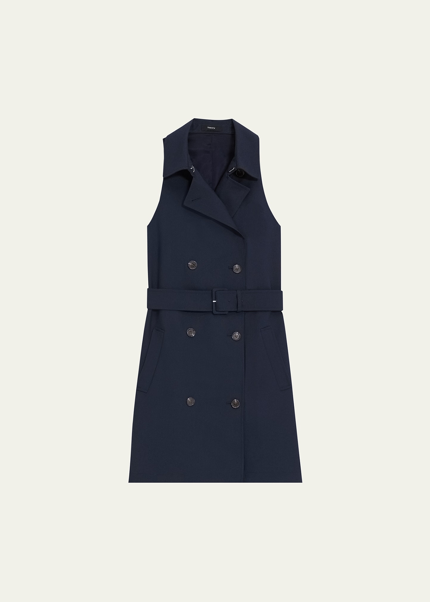 THEORY OXFORD WOOL MINI HALTER TRENCH DRESS