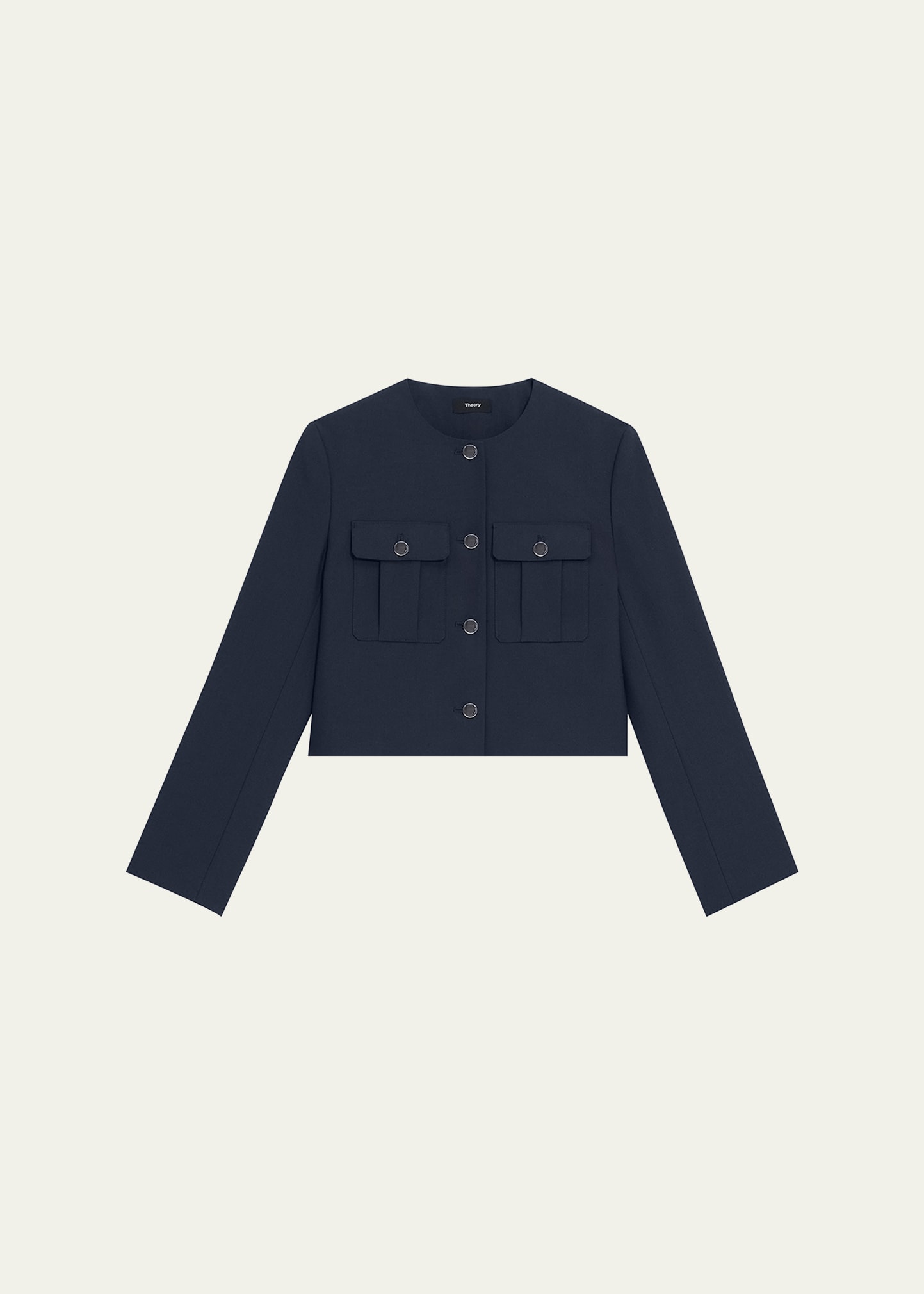 Shop Theory Oxford Wool Short Military Jacket In Nctrn Way