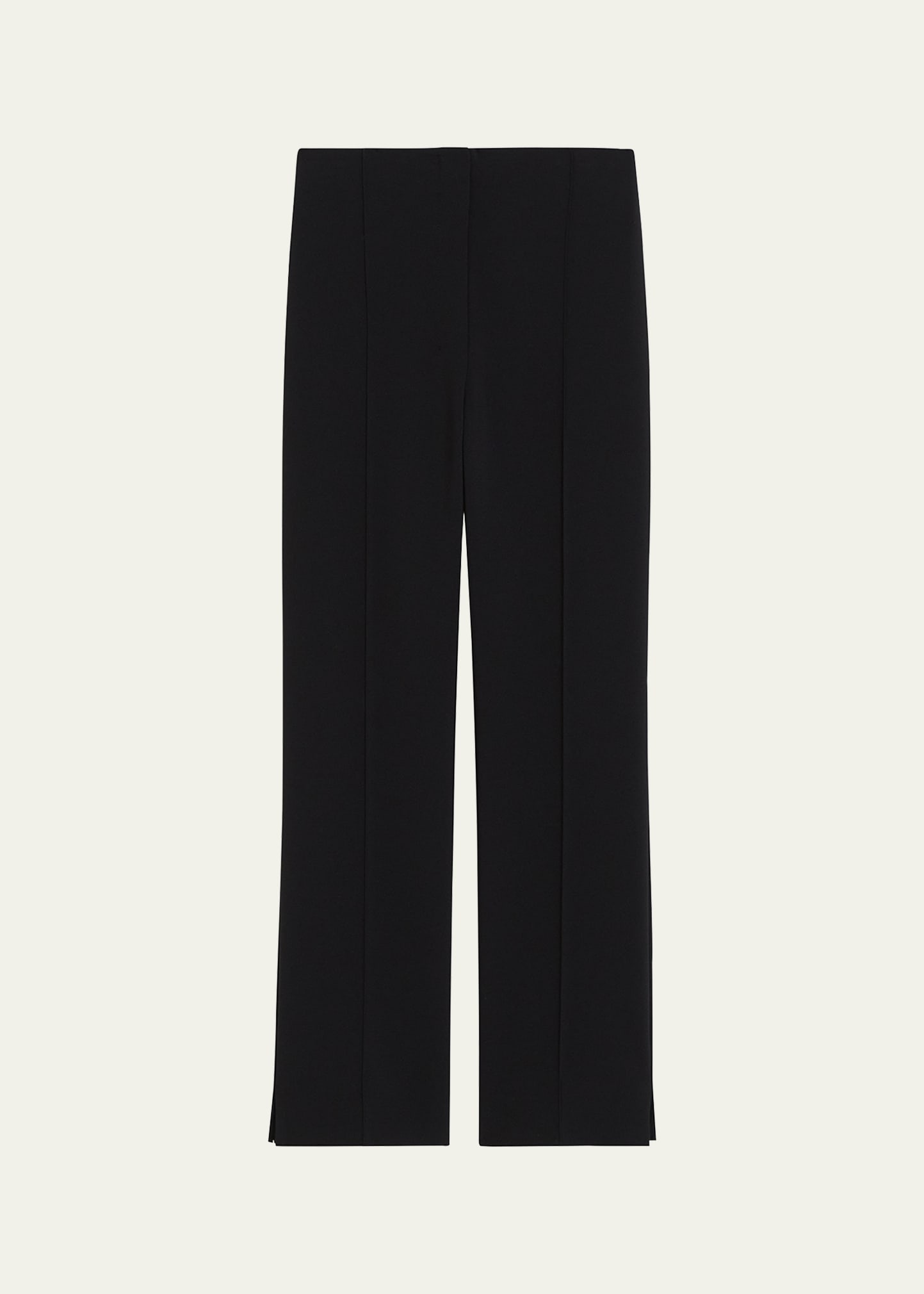 Theory Pintuck Straight-leg Tailored Crepe Pants In Blk