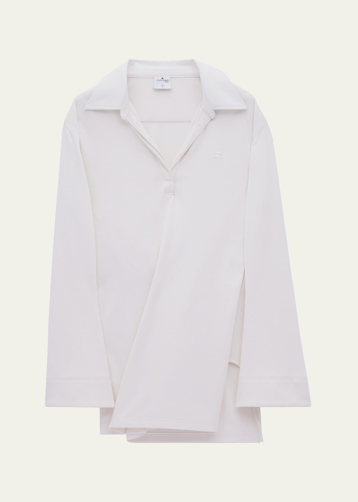 Courrèges Ls Collared Twist Polo Dress In White