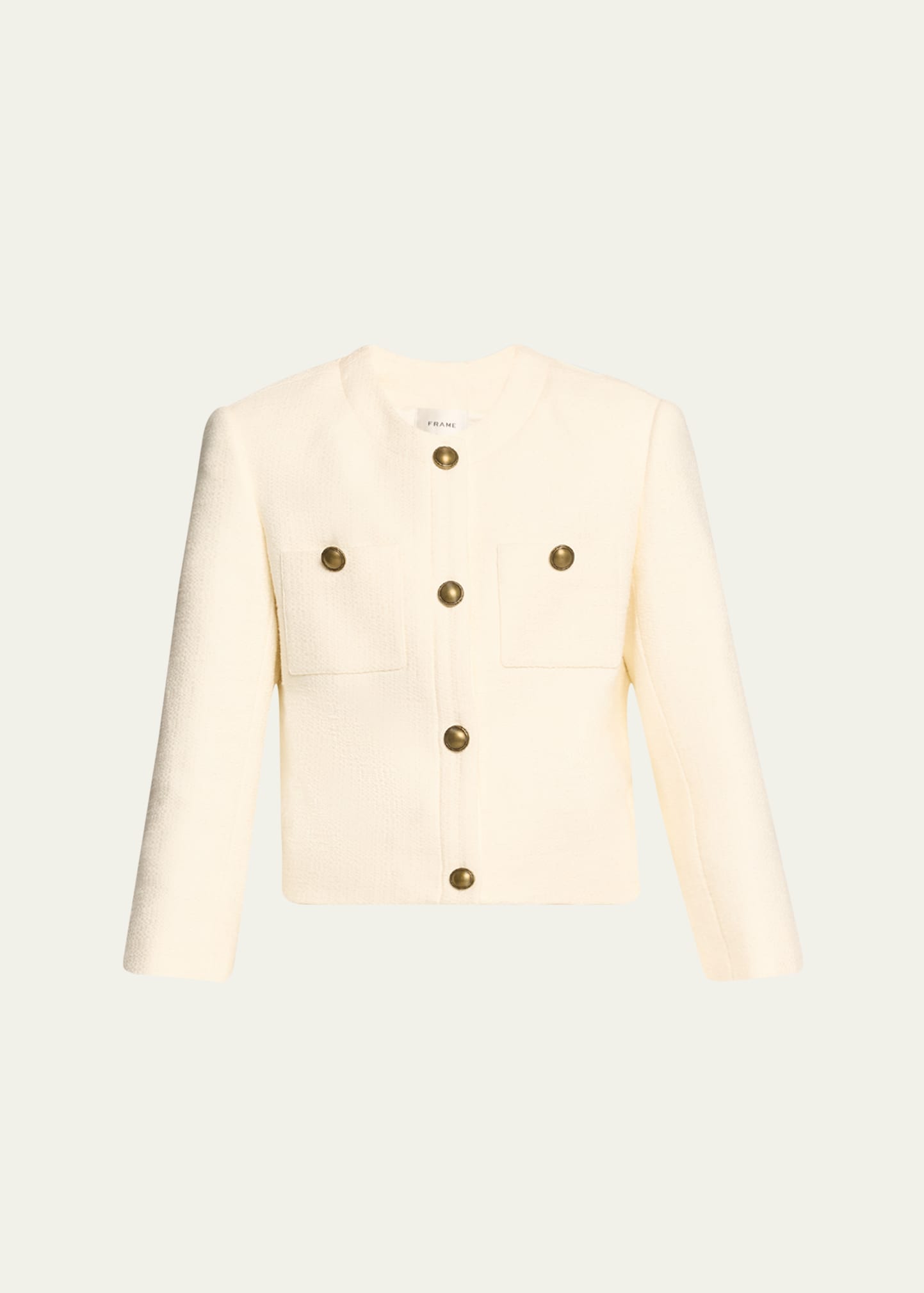 Shop Frame Collarless Tailored Jacket In Cream
