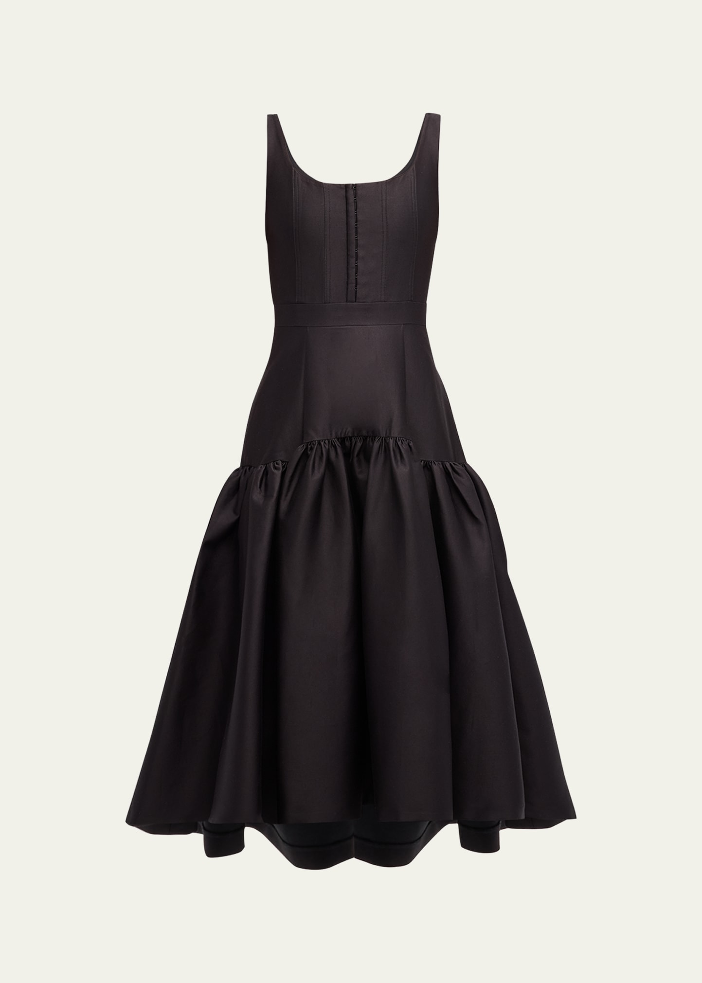 Alice And Olivia Diana Sleeveless Structured Midi Dress In Black