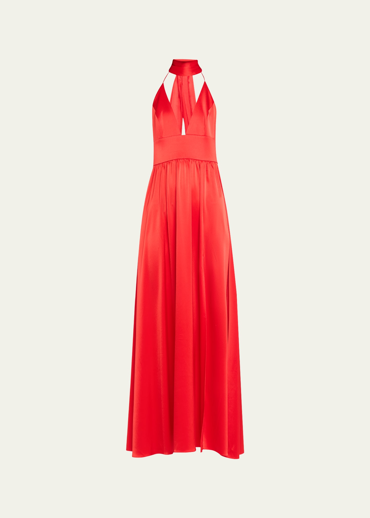 Shop Alice And Olivia Hannah Deep V-neck Scarf Maxi Dress In Bright Ruby