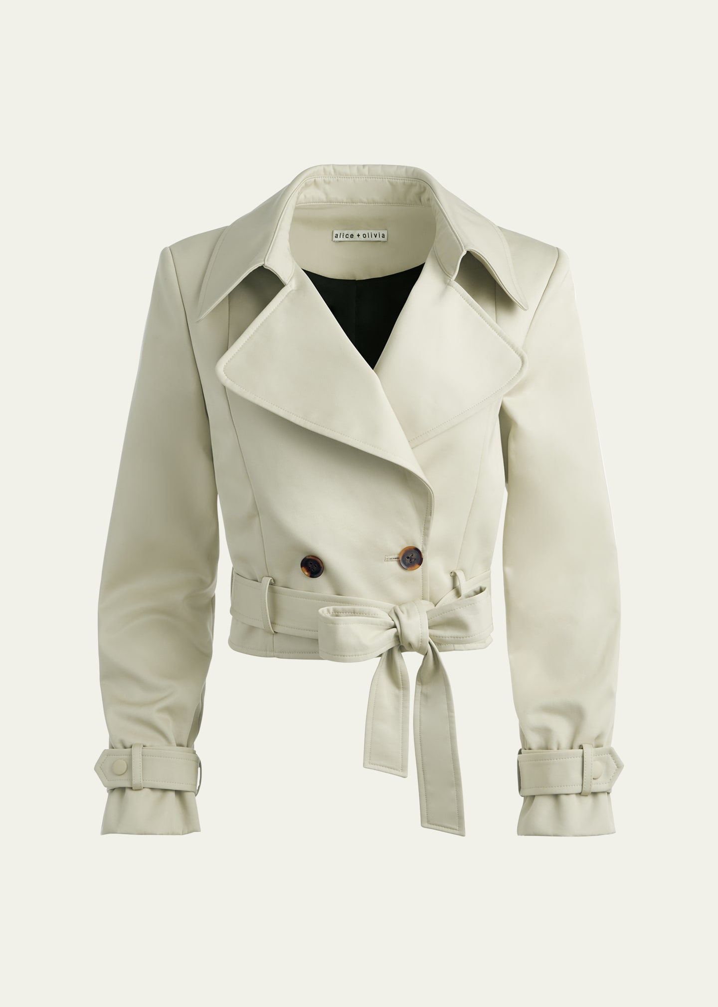 Shop Alice And Olivia Hayley Cropped Trench Coat In Latte