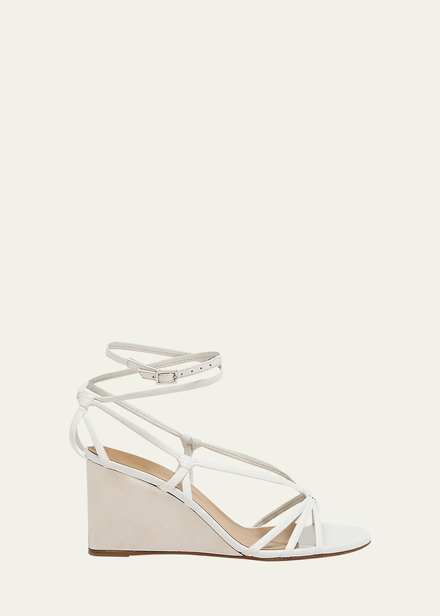 Shop Chloé Rebecca Leather Strappy Wedge Sandals In White