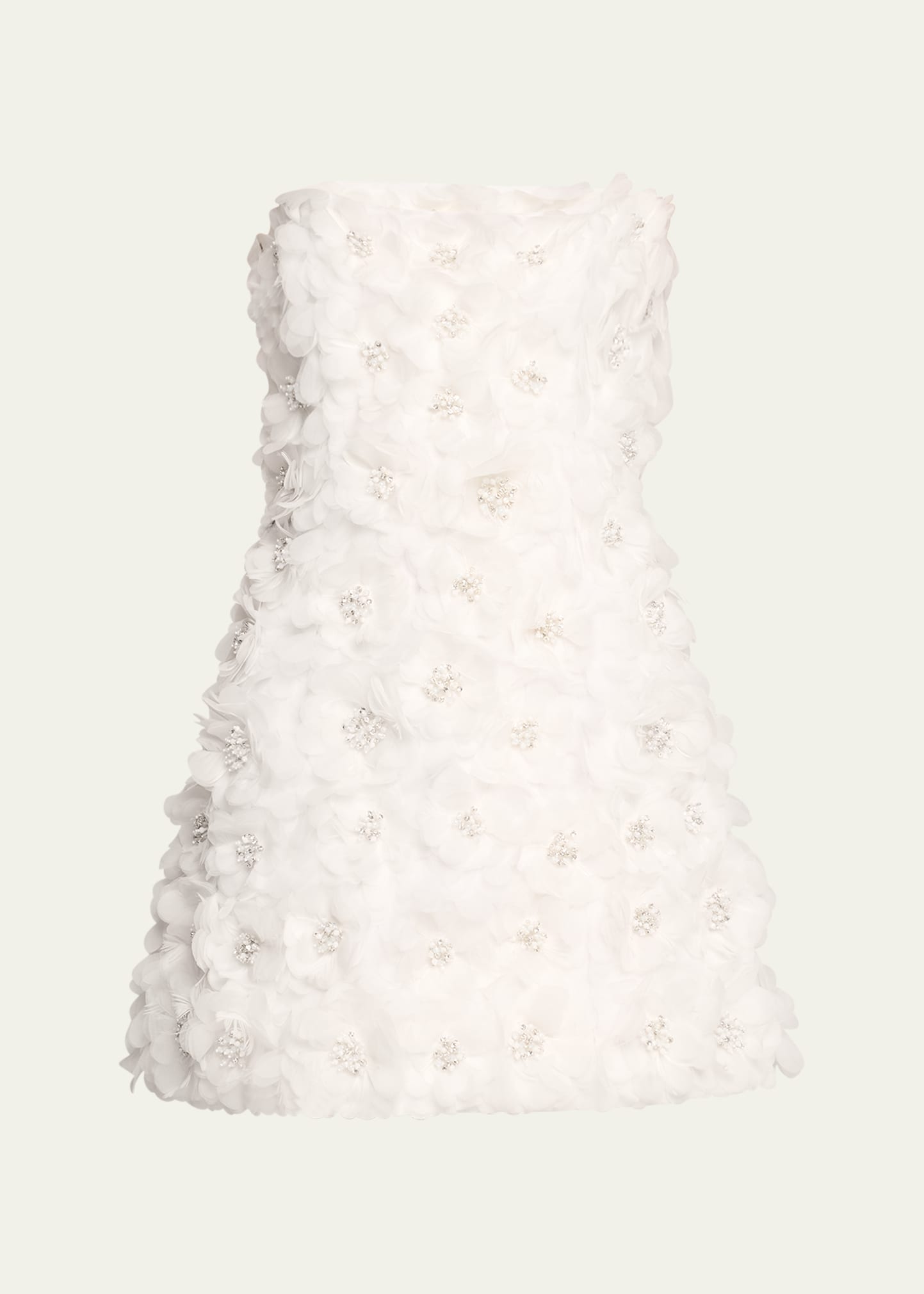 Shop Alice And Olivia Velia Crystal Floral Strapless Mini Gown In Off White