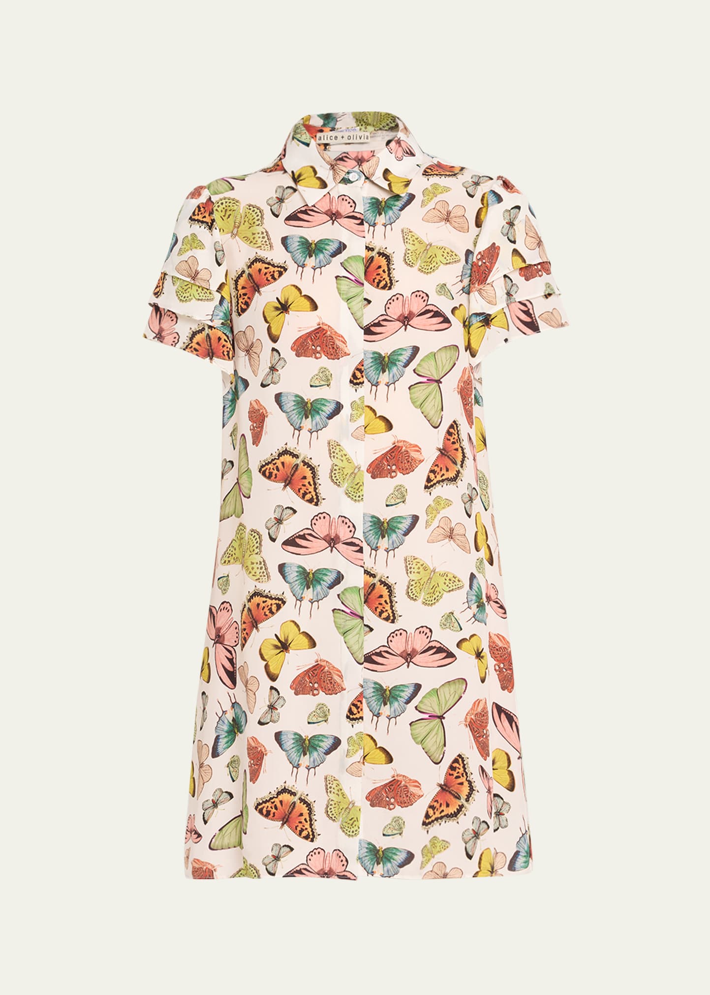 Shop Alice And Olivia Boundless Butterfly Jem Short-sleeve Shirtdress