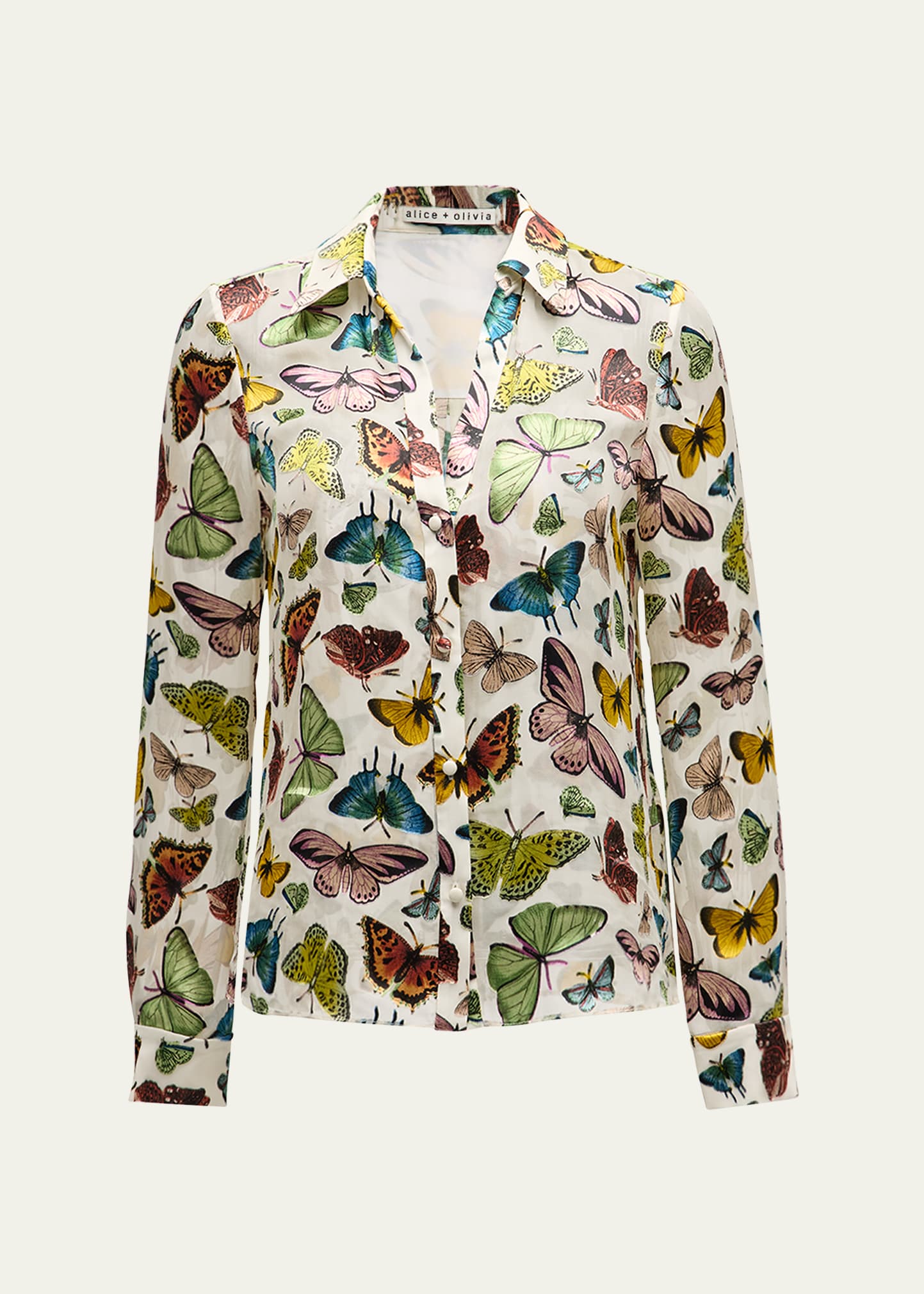 Shop Alice And Olivia Eloise Boundless Butterfly Button-front Blouse