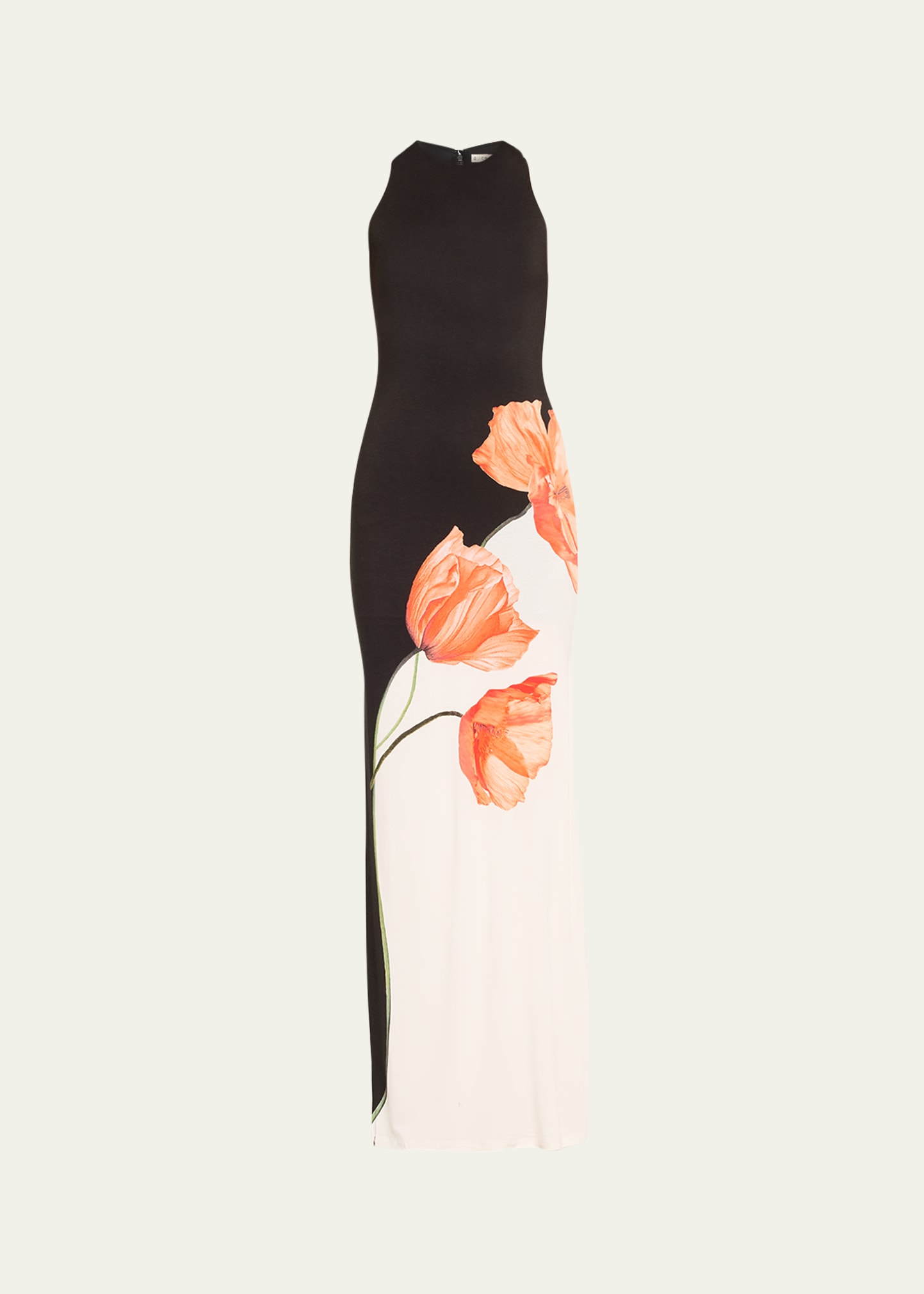 Shop Alice And Olivia Pania Two-tone Floral Maxi Dress In Dream Life Black