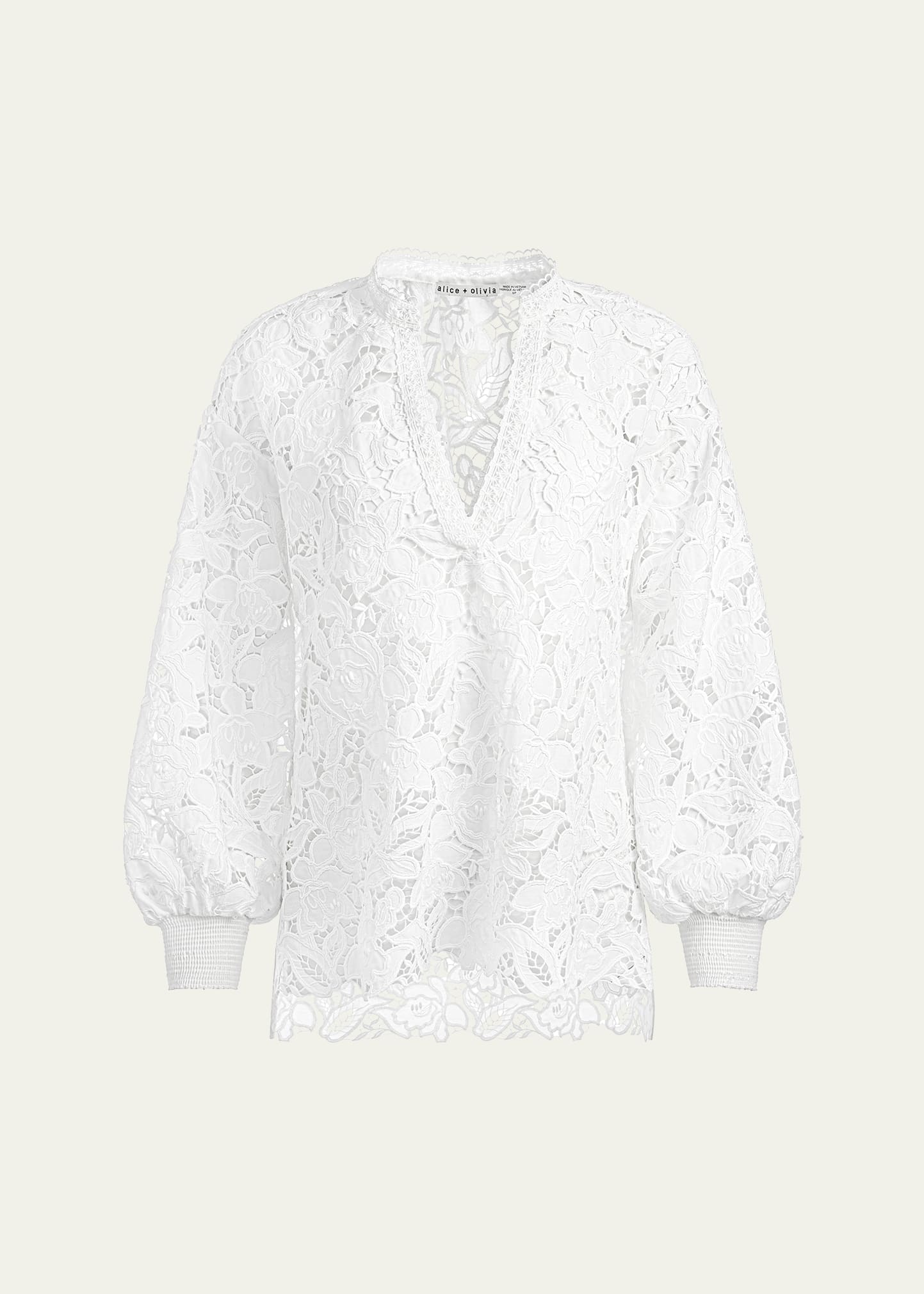 Shop Alice And Olivia Aislyn Lace Blouse In Off White