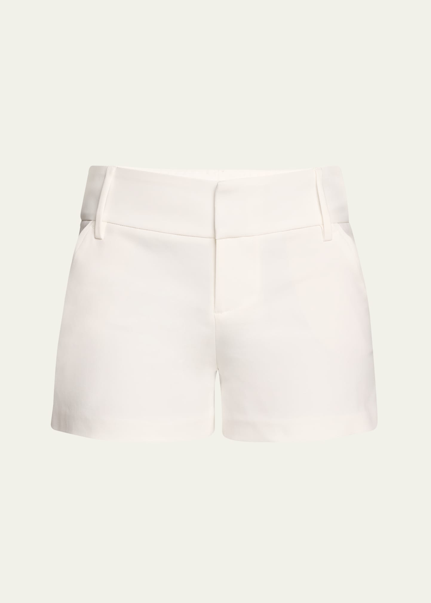 Shop Alice And Olivia Cady Mid-rise Shorts In Off White