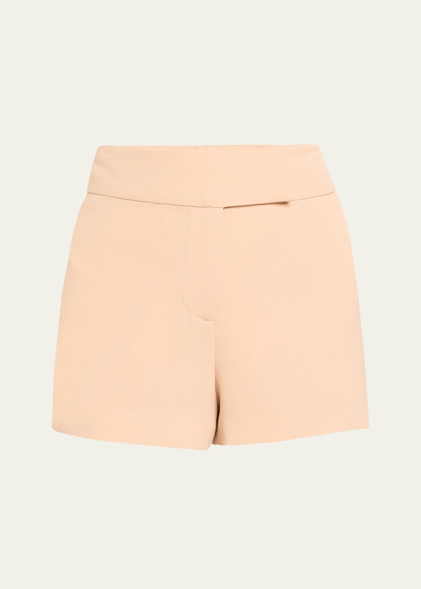 Shop Alice And Olivia Mara Crossover Waistband Clean Shorts In Almond