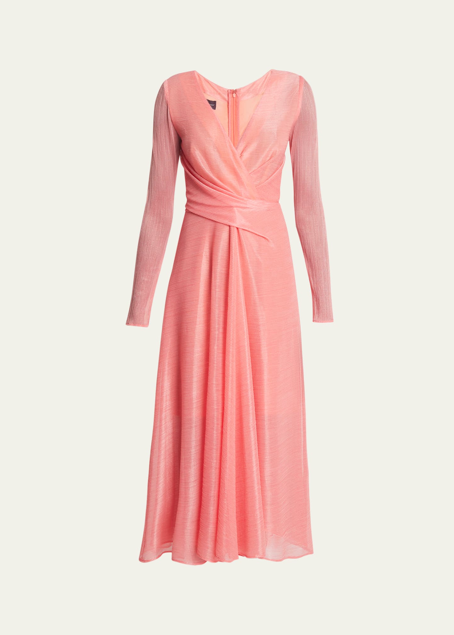 Shop Talbot Runhof Draped Sheen Midi Dress In Pink