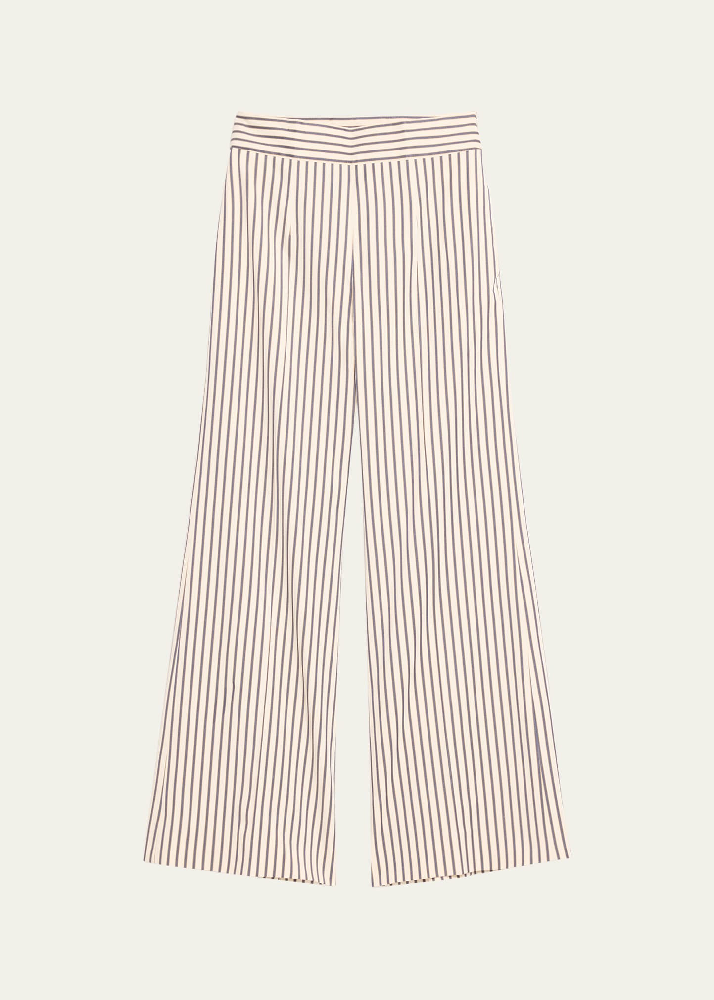 Shop Carolina Herrera Stripe High Waisted Wide Leg Pants In Ecru Multi