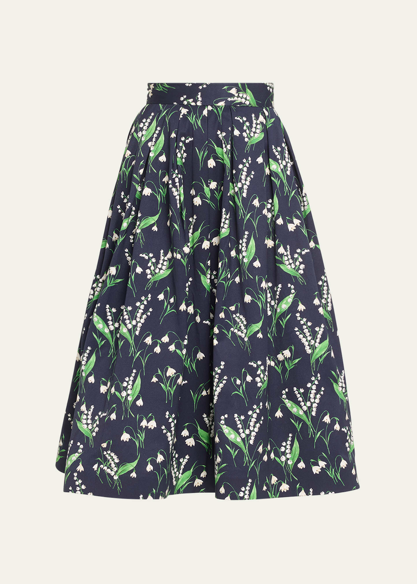 Carolina Herrera Floral-print Pleated Full Midi Skirt In Midnight Multi