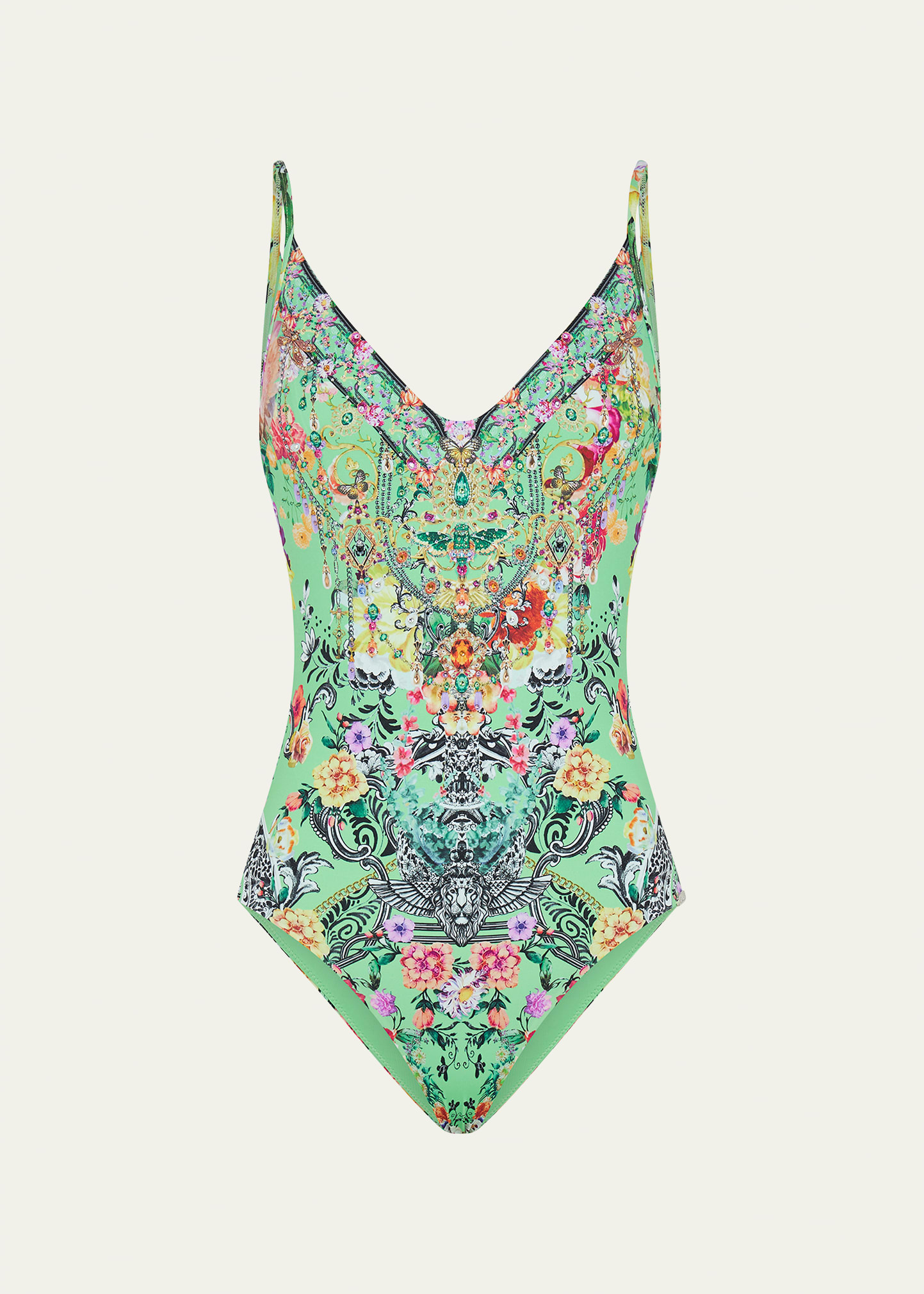 Shop Camilla Porcelain Dream Crystal Wired V-neck One-piece Swimsuit