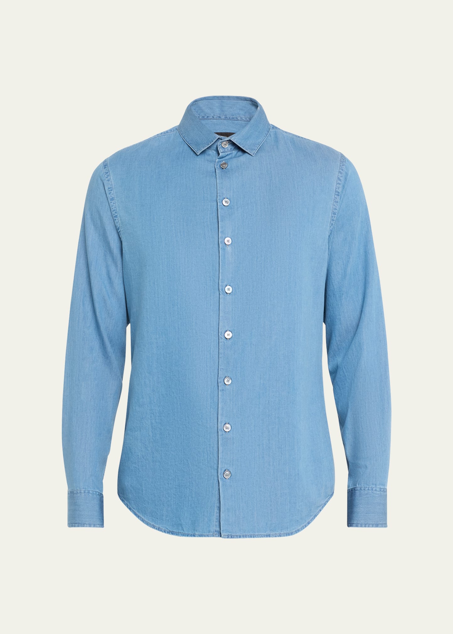 Shop Giorgio Armani Men's Light Denim Sport Shirt In Multi