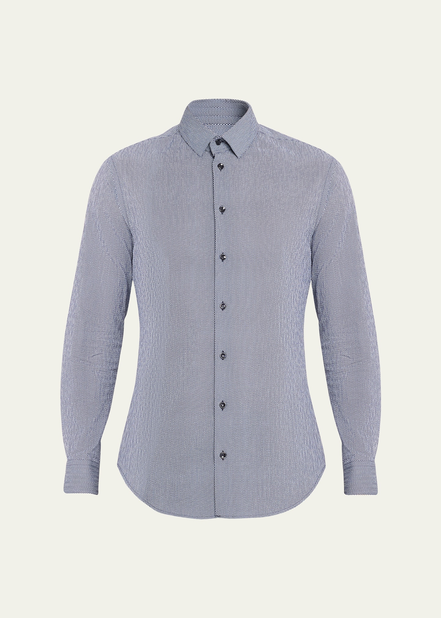Shop Giorgio Armani Men's Micro-print Sport Shirt In Solid Bright Blue