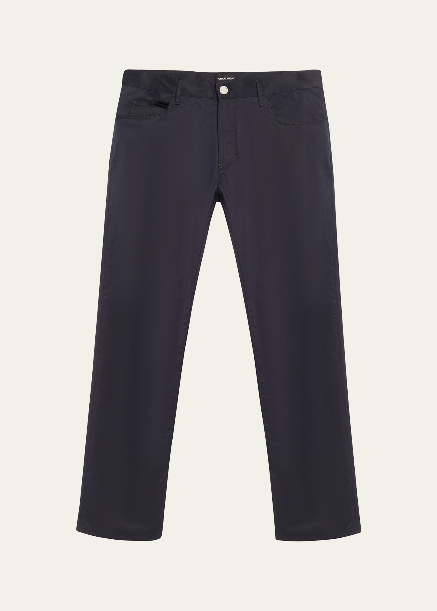 Shop Giorgio Armani Men's 5-pocket Sateen Pants In Solid Blue Navy