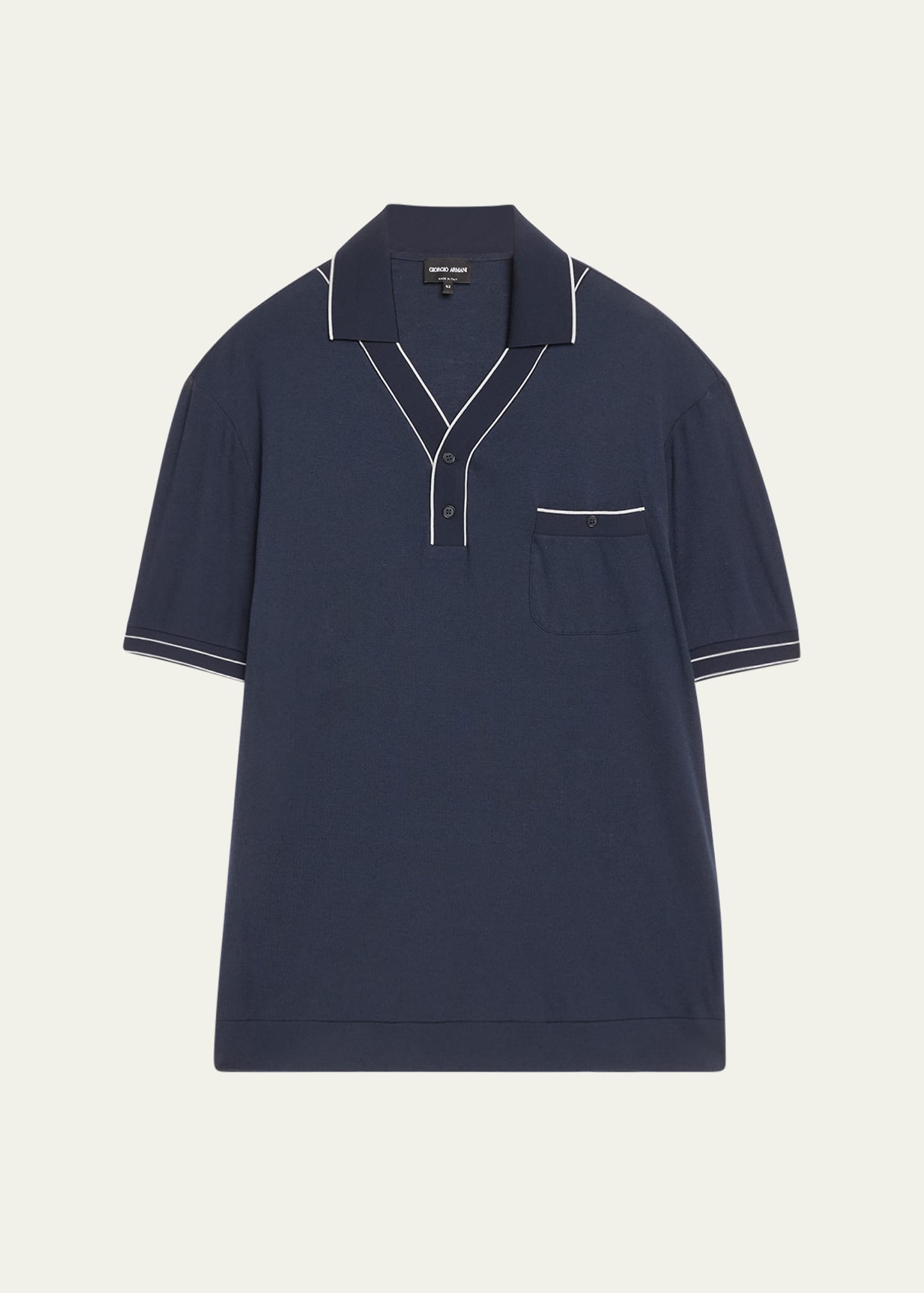 Shop Giorgio Armani Men's Piped Polo Shirt In Solid Medium Blue