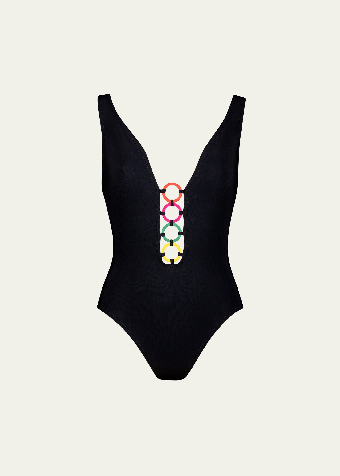Karla Colletto Remi V-neck Silent Underwire One-piece Swimsuit In Black Multicolor