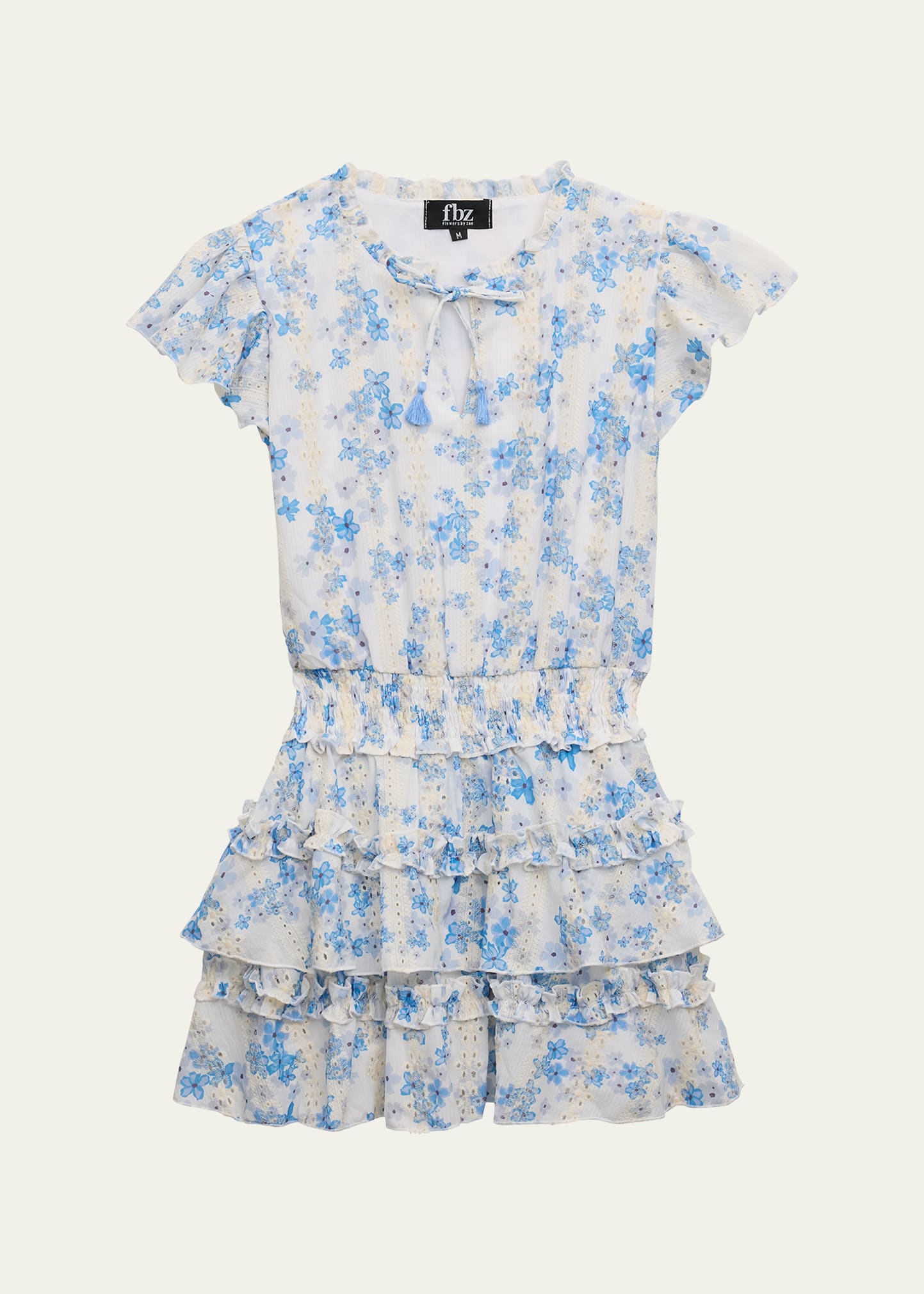 Girl's Floral-Print Tiered Dress, Size S-XL