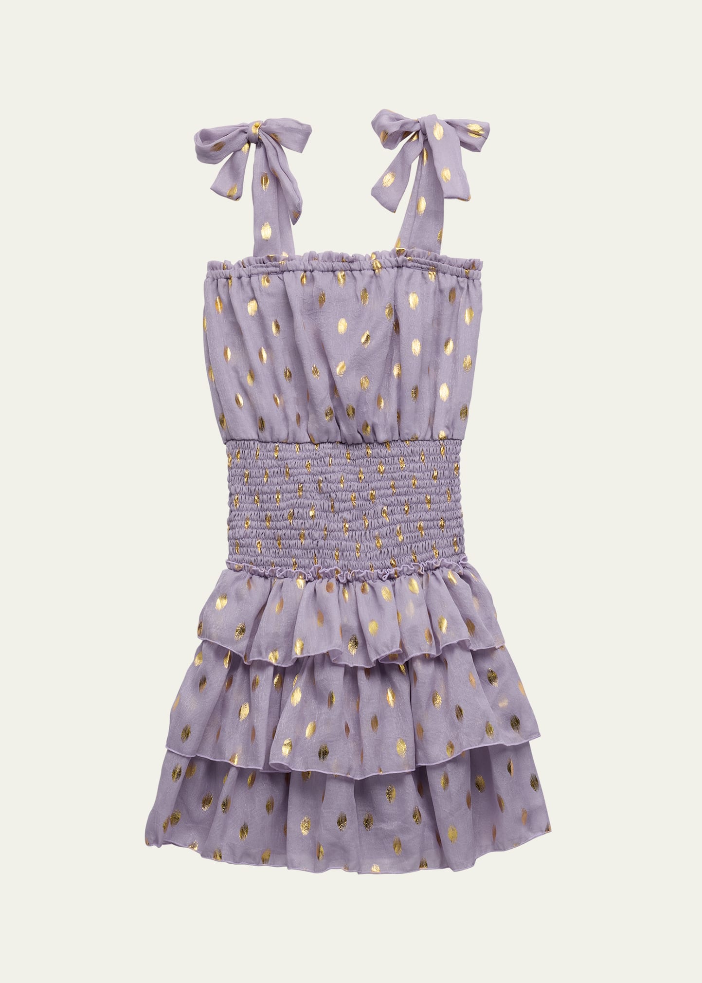 Flowers By Zoe Girl's Metallic Dot Tiered Dress In Purple