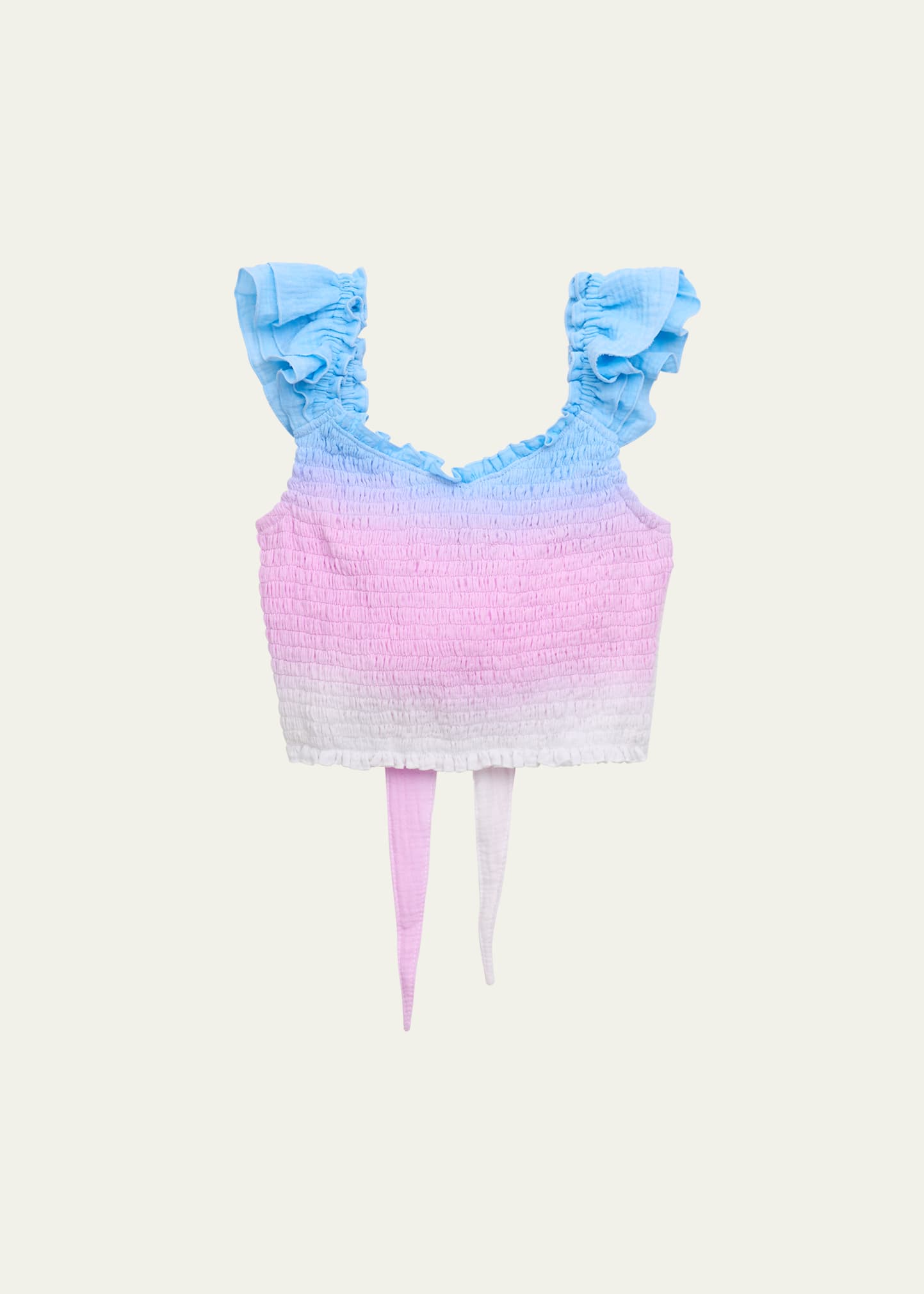 Girl's Ombre Smocked Crop Top, Size S-XL