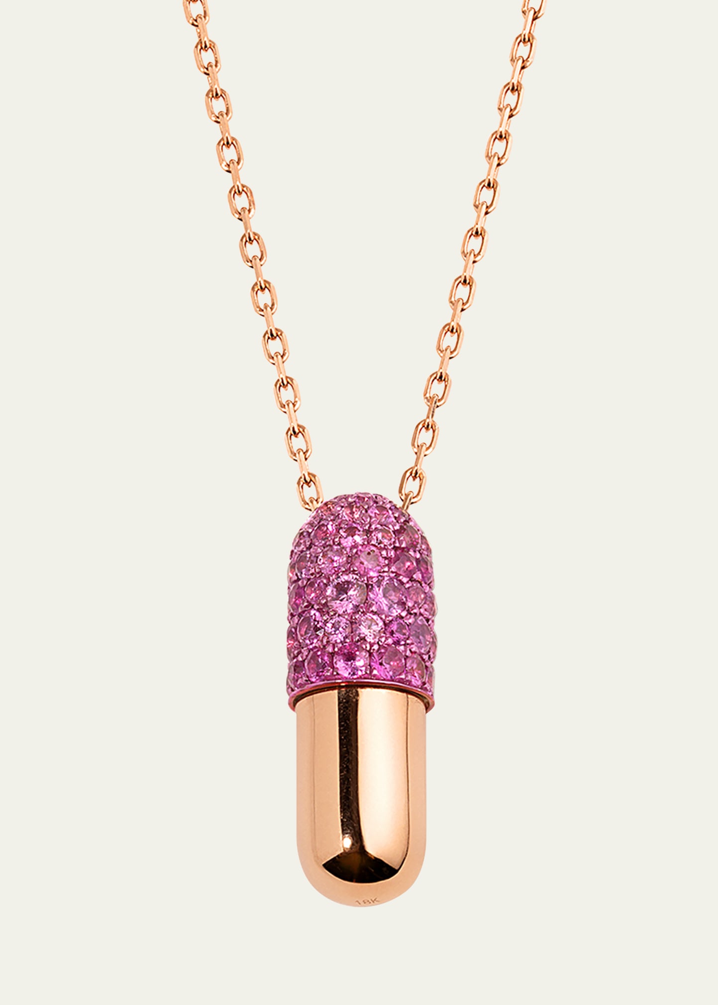 18K Rose Gold Pink Sapphire Pendant Necklace