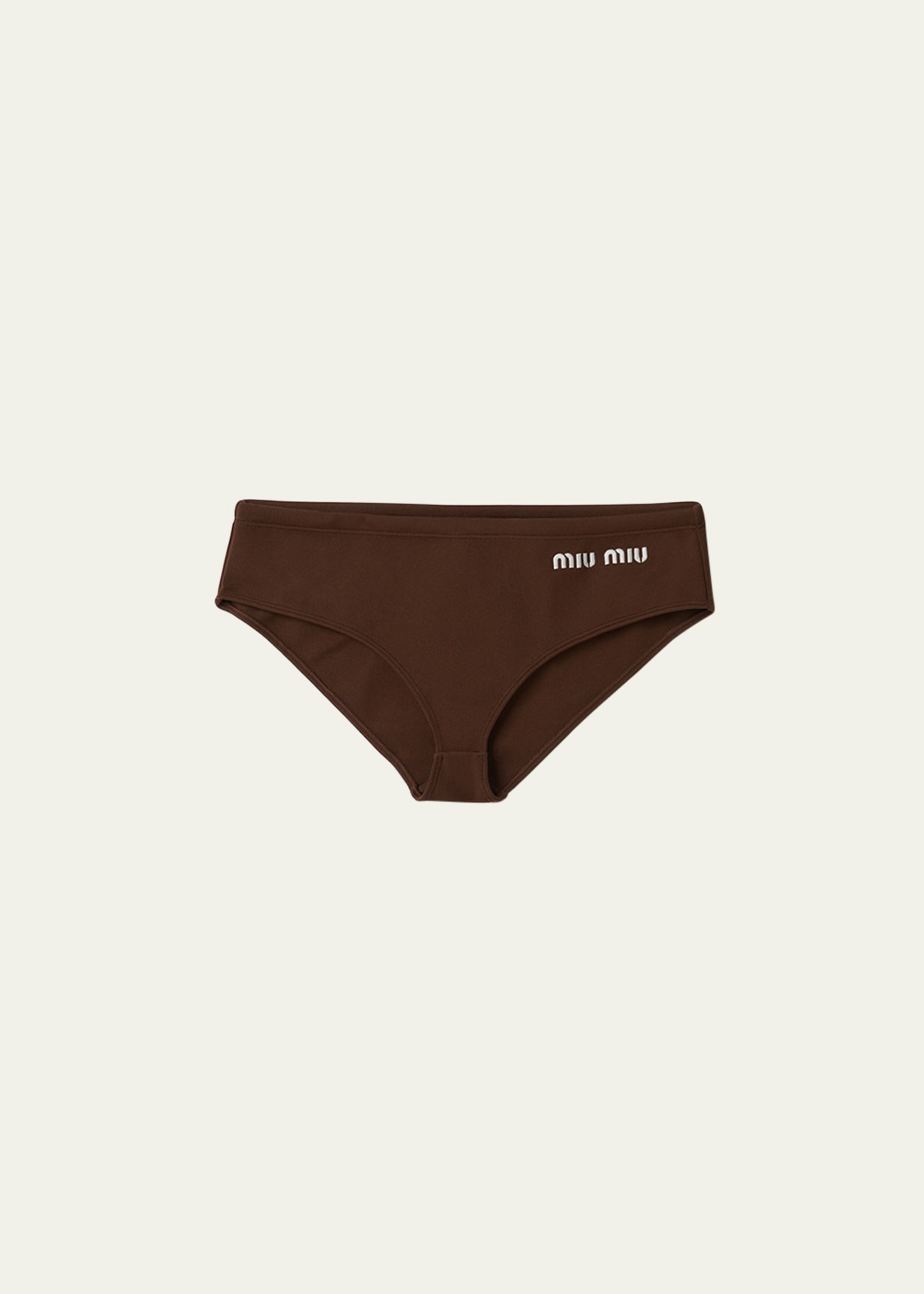 Shop Miu Miu Logo-embroidered Bikini Bottoms In F0027 Marrone