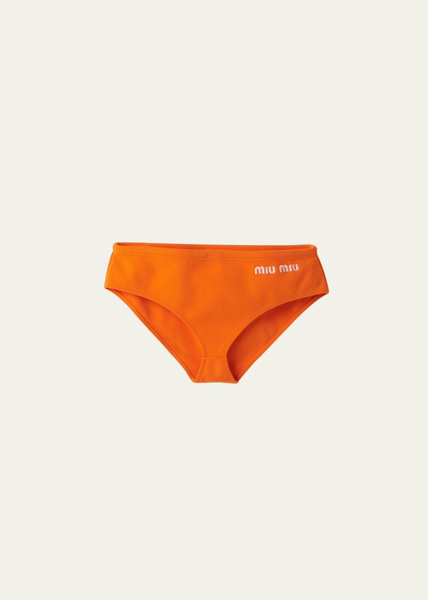 Miu Miu Logo-embroidered Bikini Bottoms In F0049 Arancio