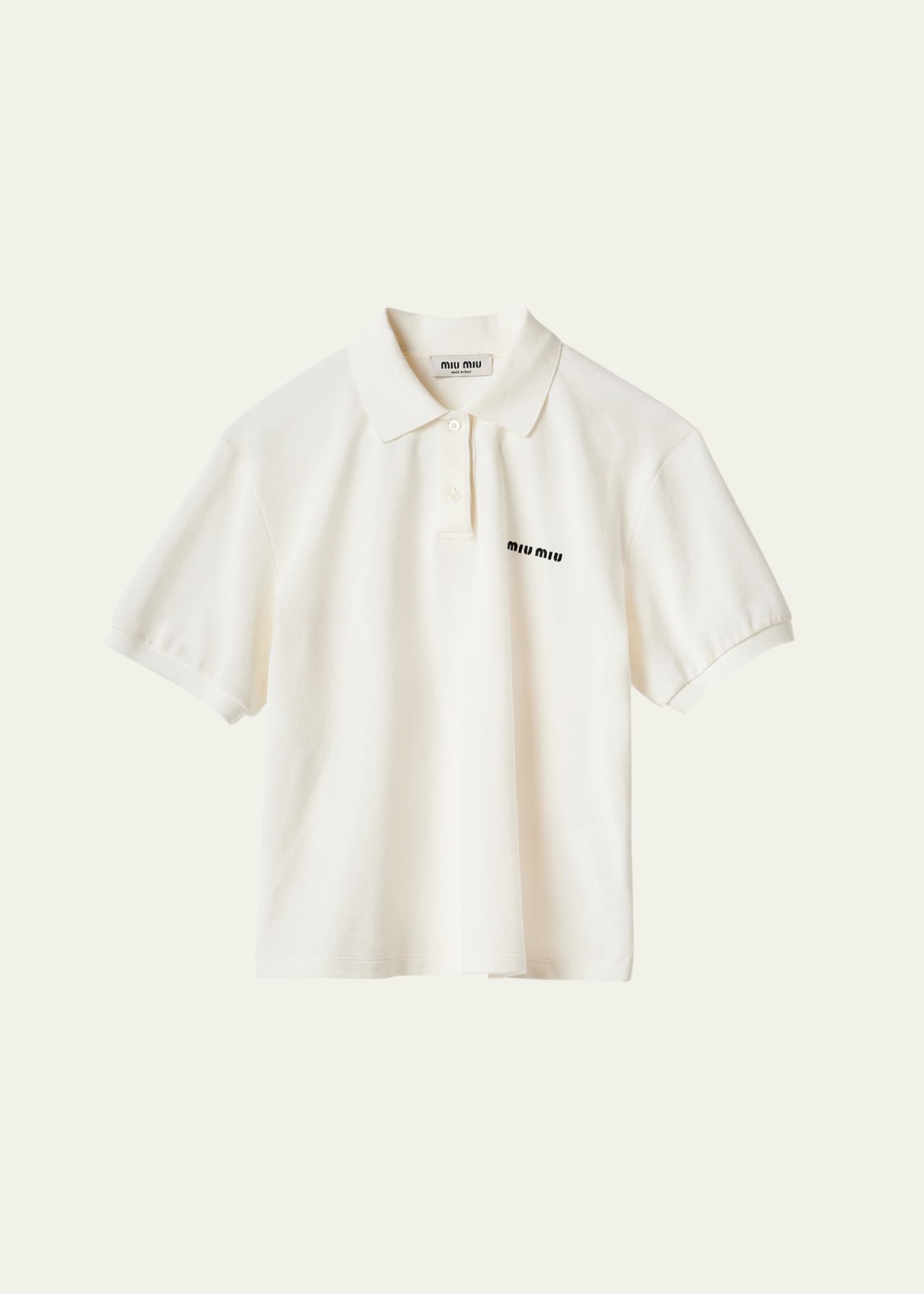 Miu Miu Logo-embroidered Cotton Polo Shirt In F0009 Bianco