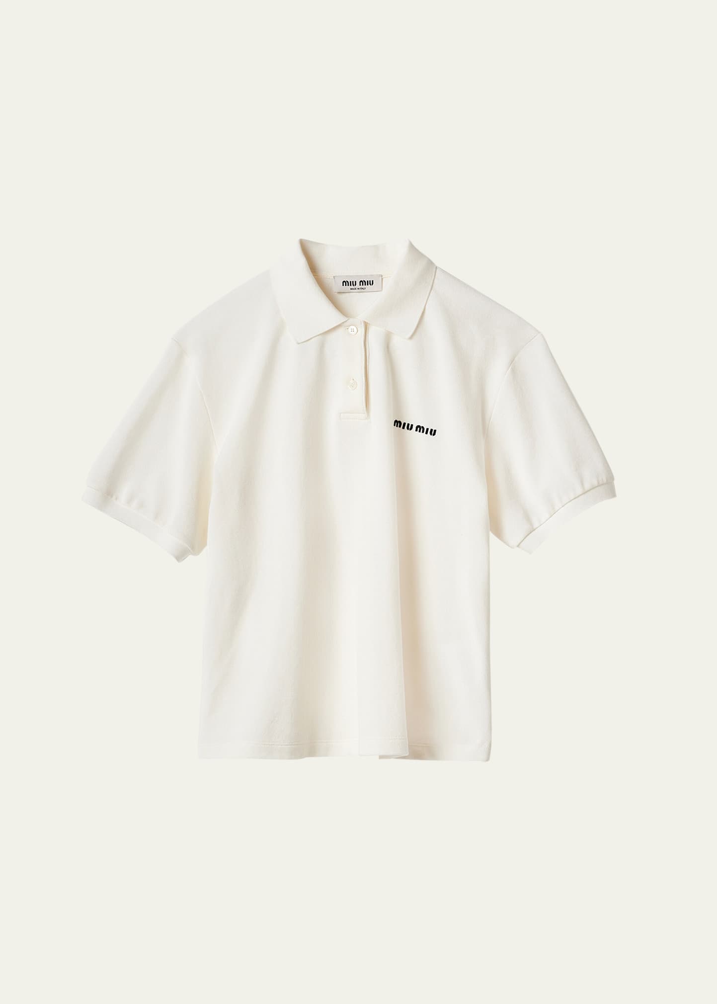 Miu Miu Logo-embroidered Cotton Polo Shirt In F0009 White