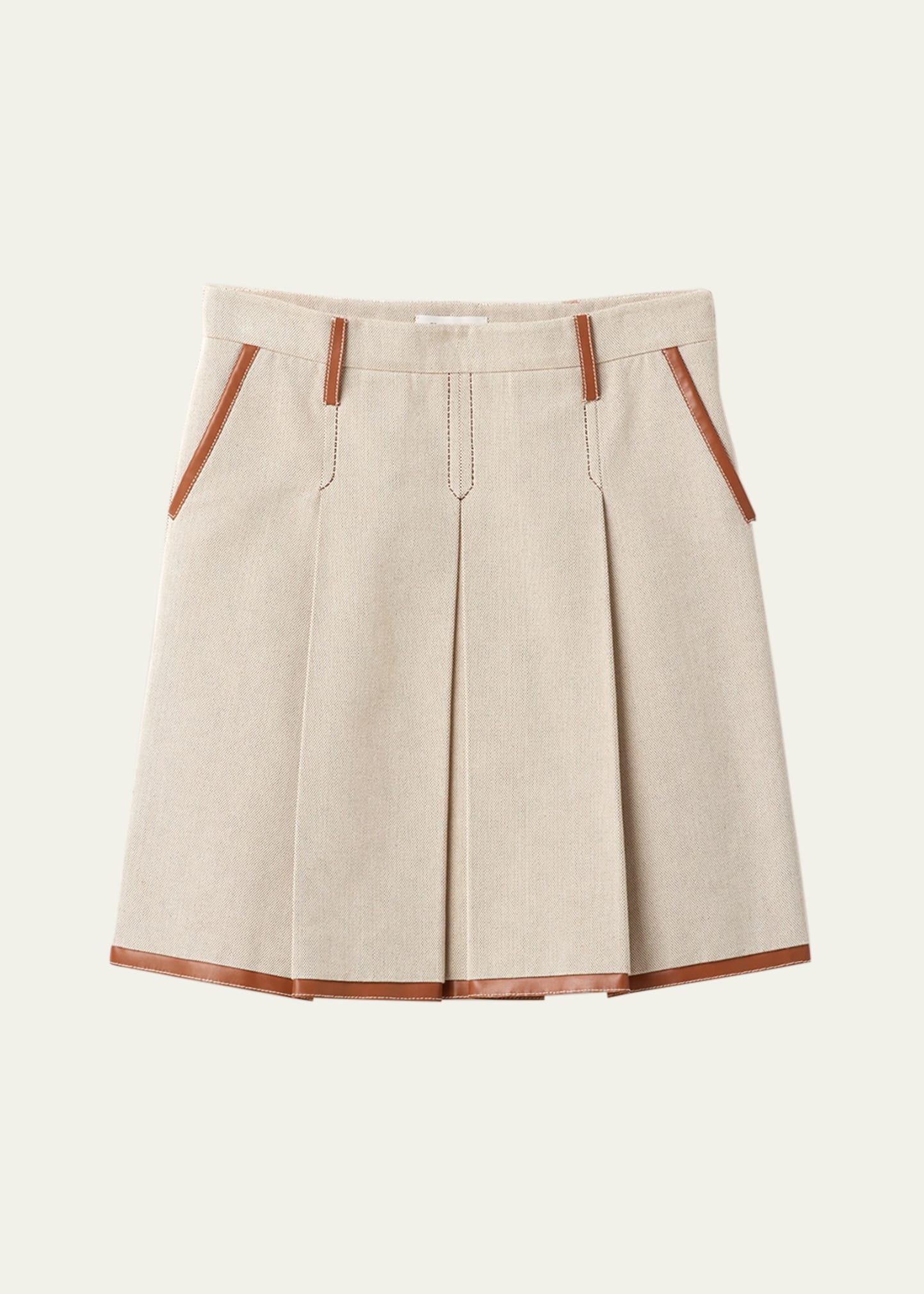 Miu Miu Low Rise Large Pleated Skirt In F0056 Oro