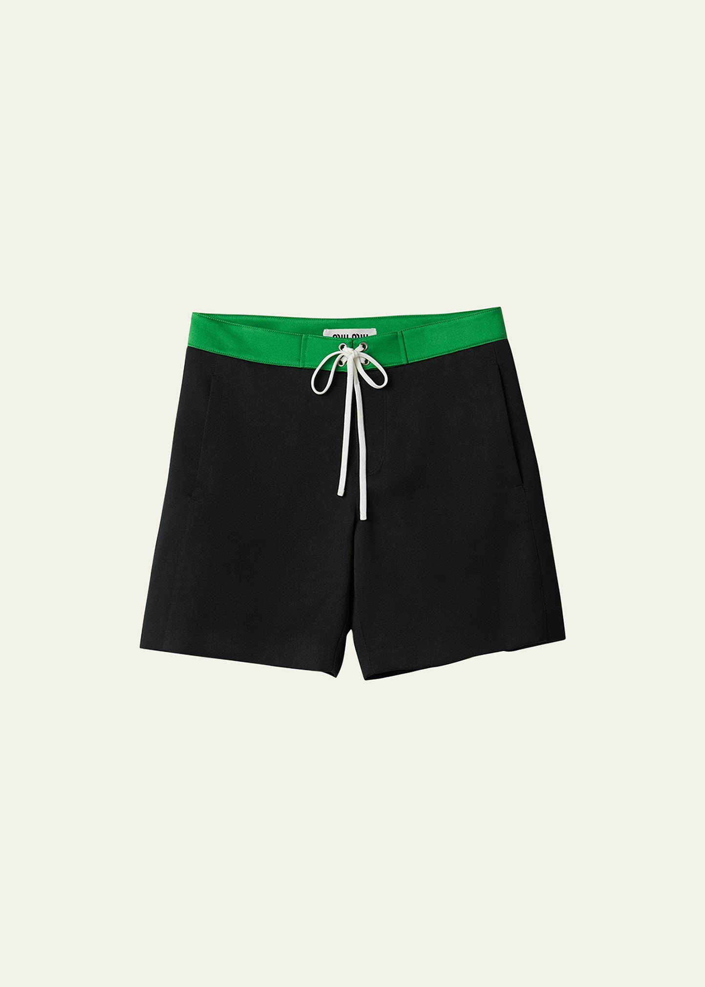 Miu Miu Drawstring-fastening Satin Shorts In F0t81 Nero Erba