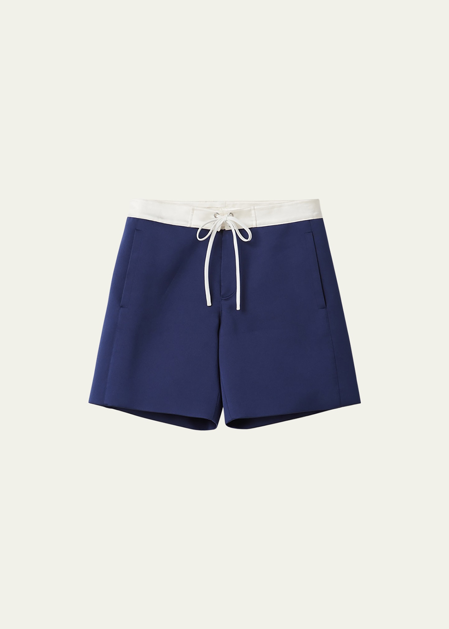 Shop Miu Miu Colorblock Drawstring Low Rise Shorts In F0w99 Inchiostro