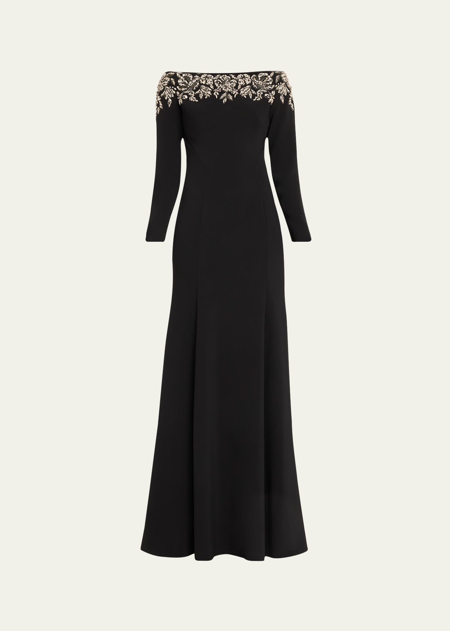 Rosabel Crystal Beaded Boat-Neck Gown