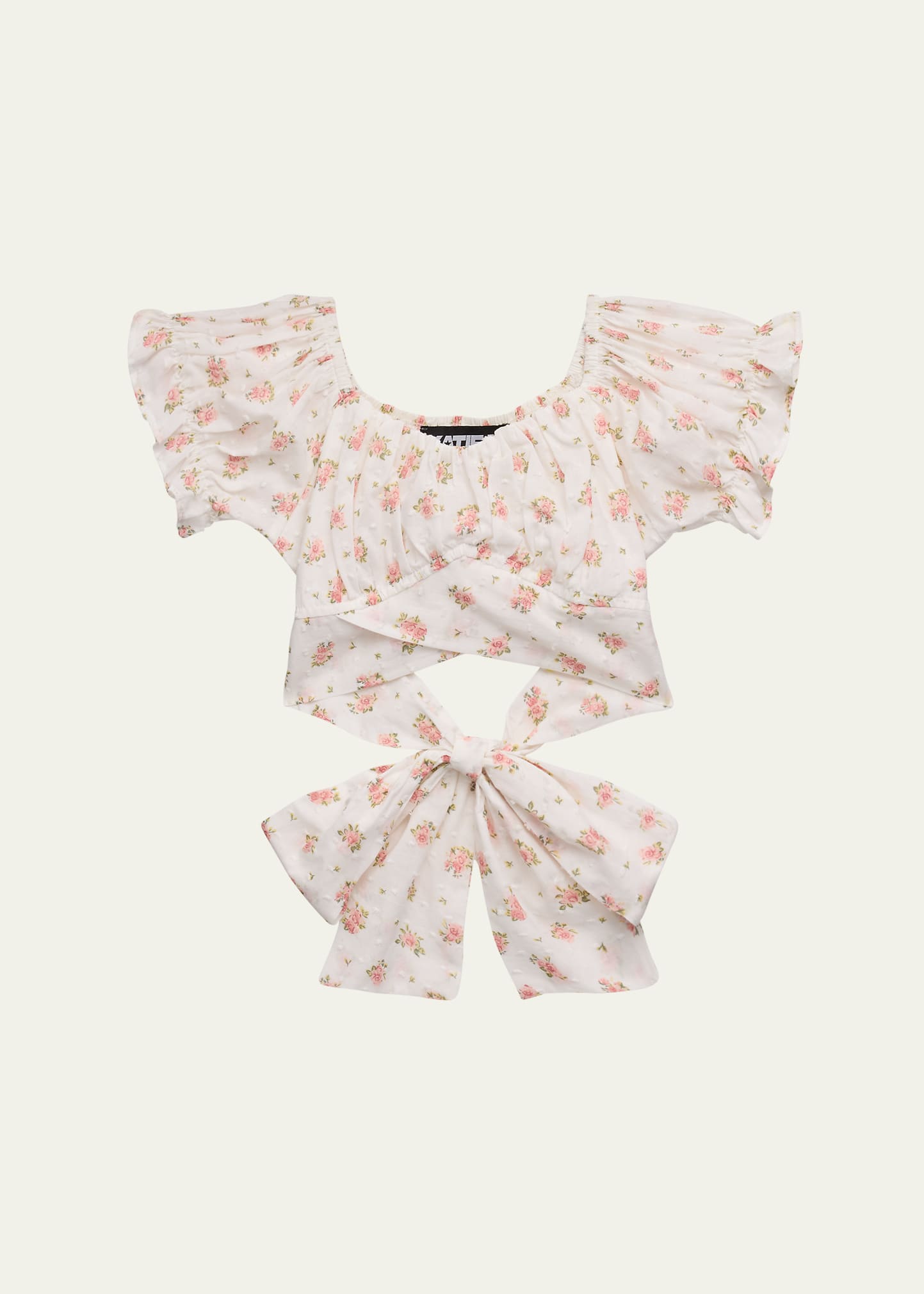 Shop Katiej Nyc Girl's Tween Floral-print Tie Wrap Top In Vntfl