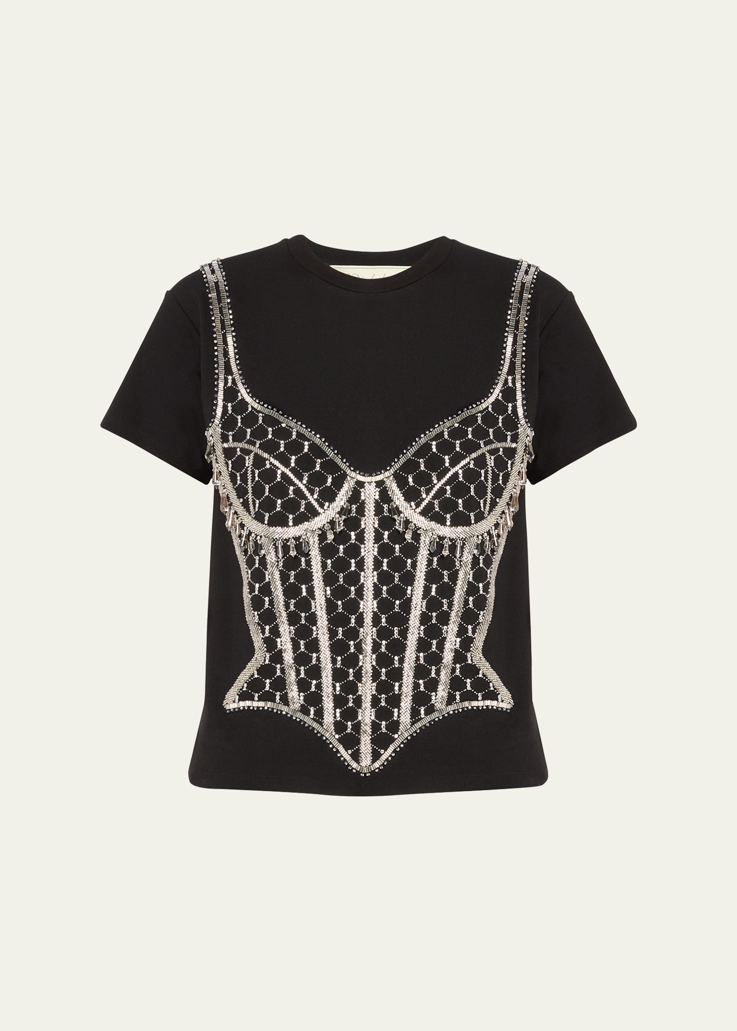 Shop Wiederhoeft Beaded Crystal Lingerie T-shirt In Black