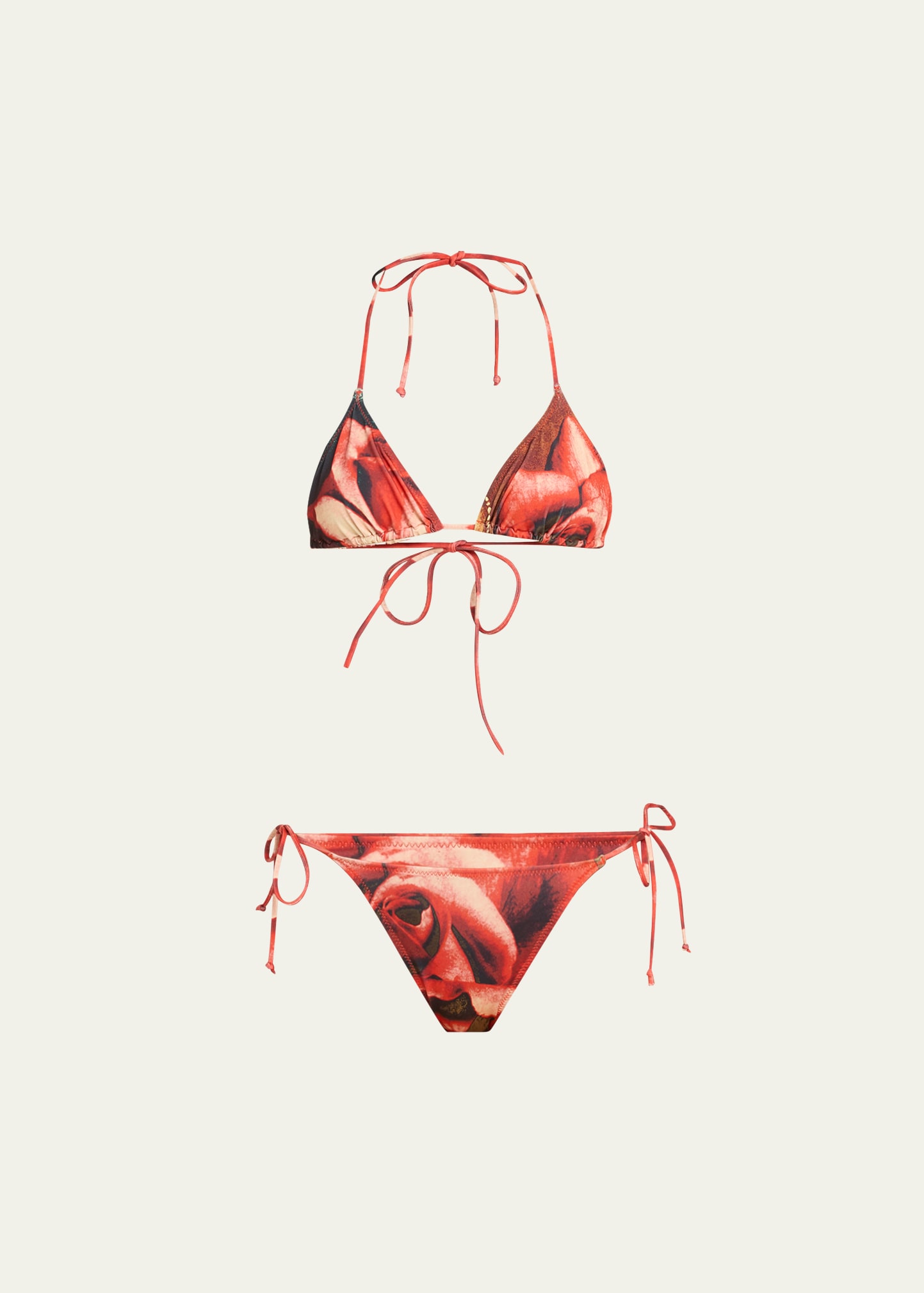 Jean Paul Gaultier Roses Bikini Set In 403050 Green Red