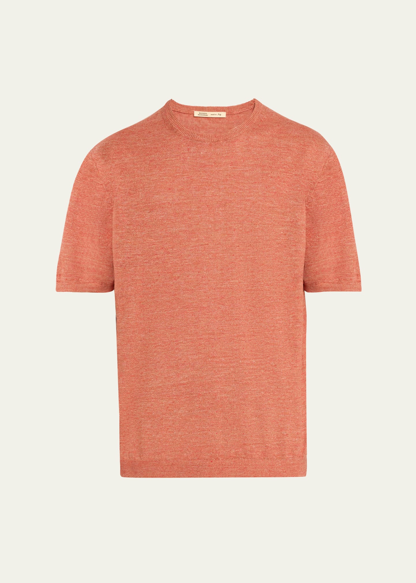 Shop Baldassari Men's Linen Melange Crewneck T-shirt In Rust Mix